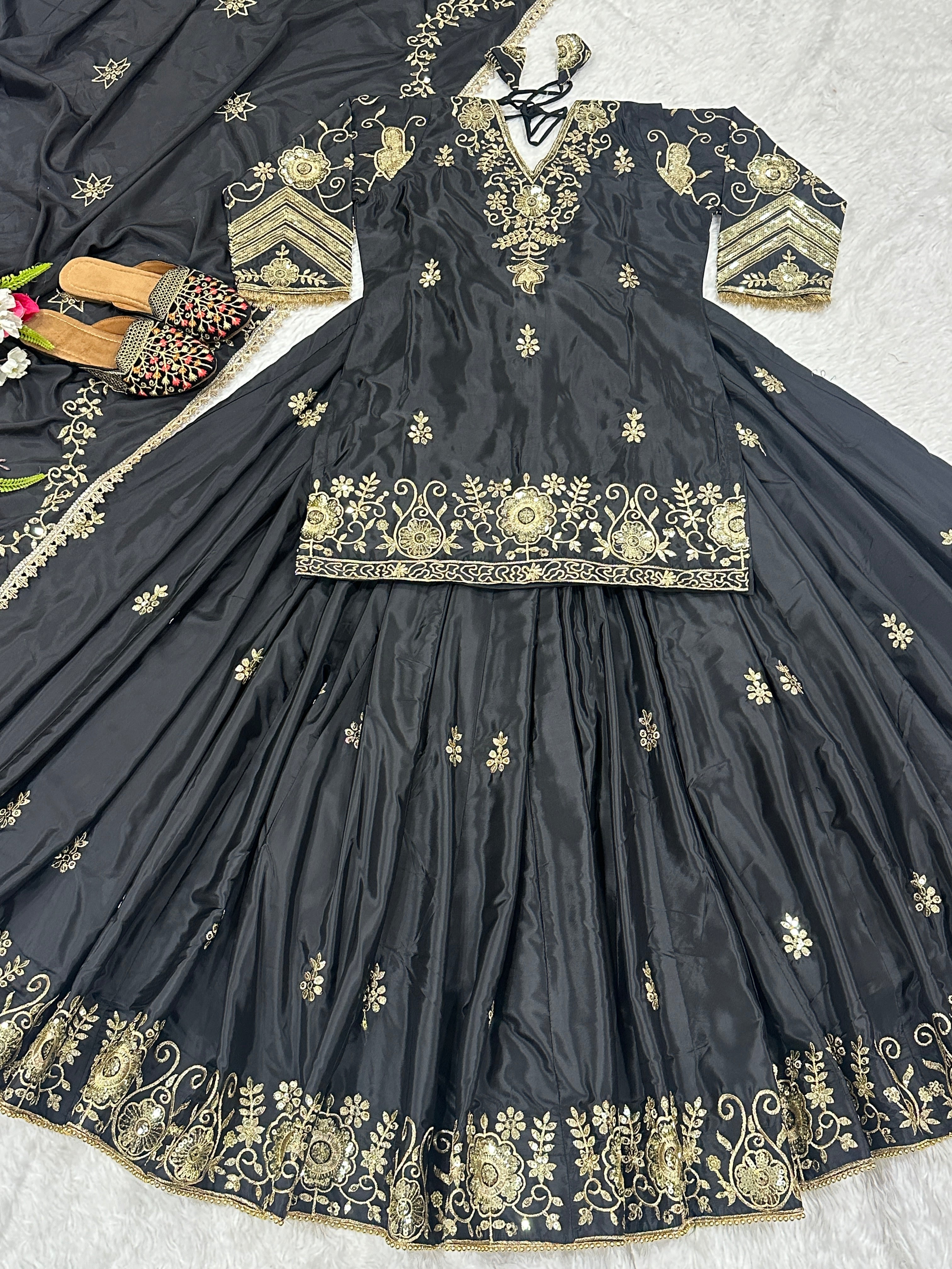 Beautiful Party Wear Top Lehenga With Fancy Border Work