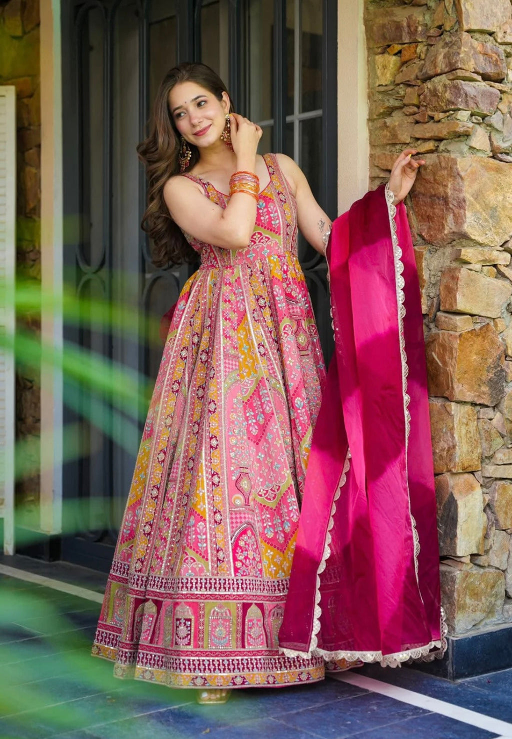 Designer Party Wear Look Gown, Bottom And Dupatta