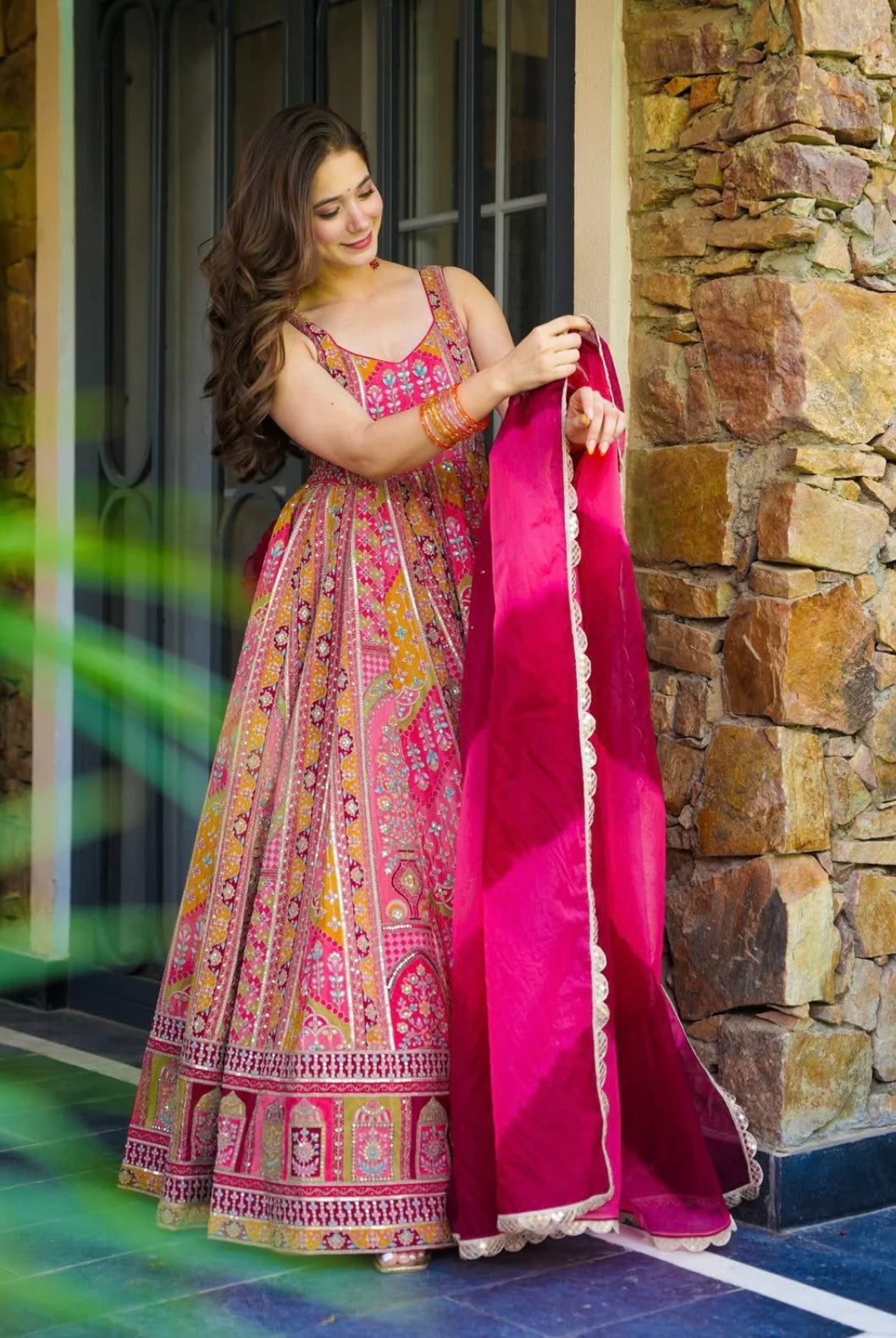 Designer Party Wear Look Gown, Bottom And Dupatta