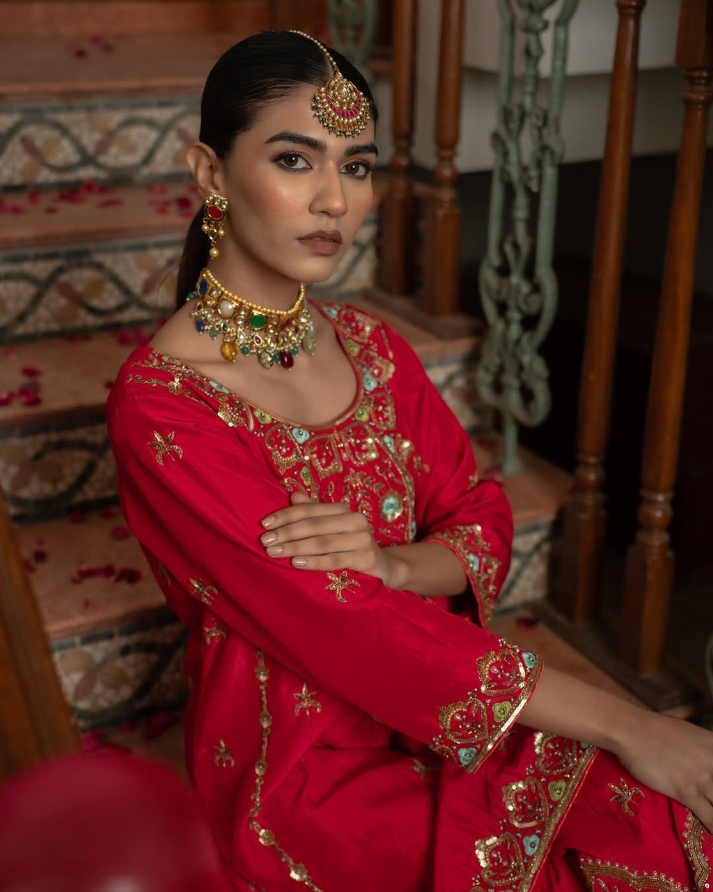 Beautiful Suit Set With Embroidery Work With Fancy Borders Less Work