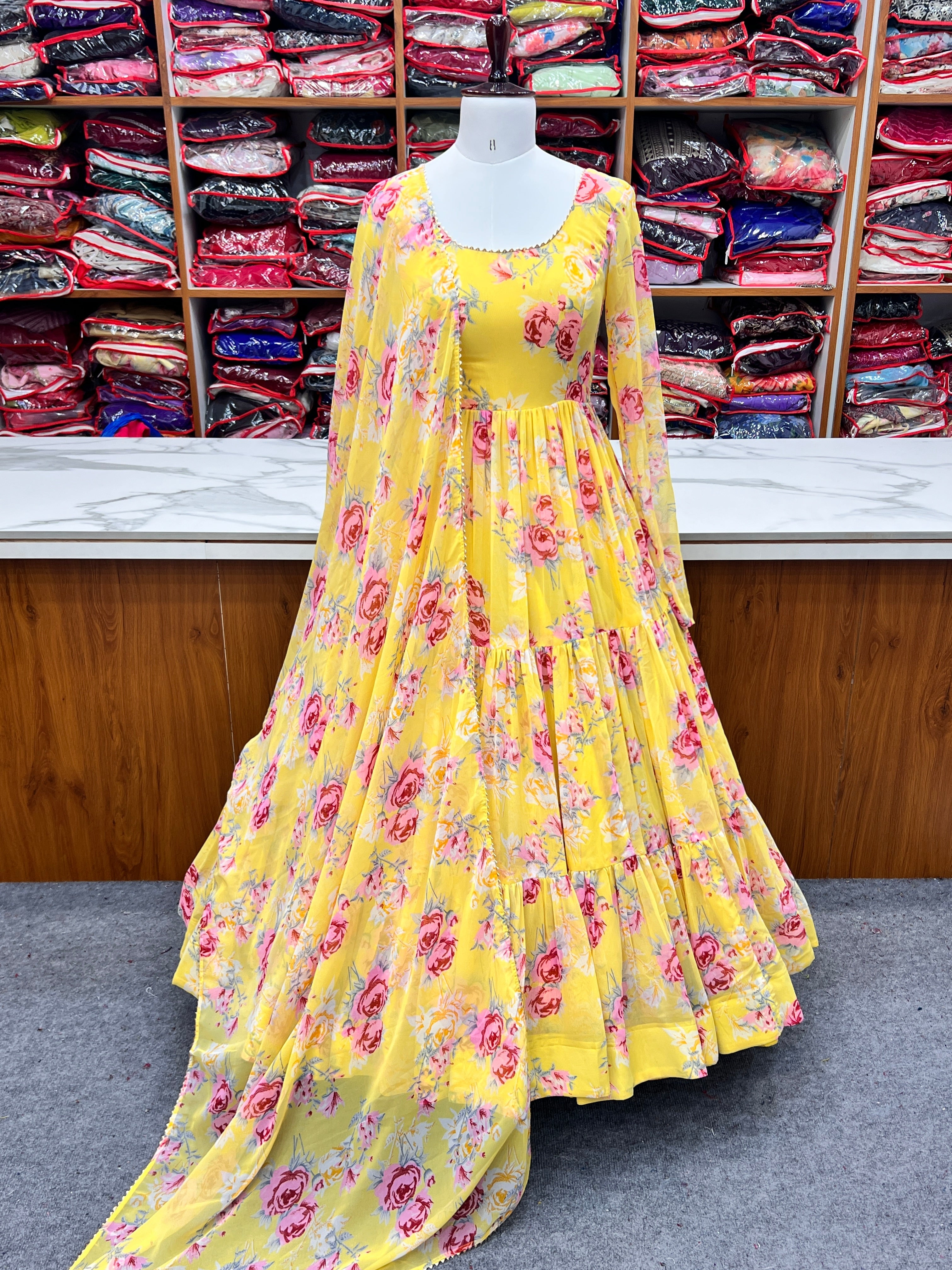 Designer Party Wear Look Anarkali Gown And Pent With Dupatta