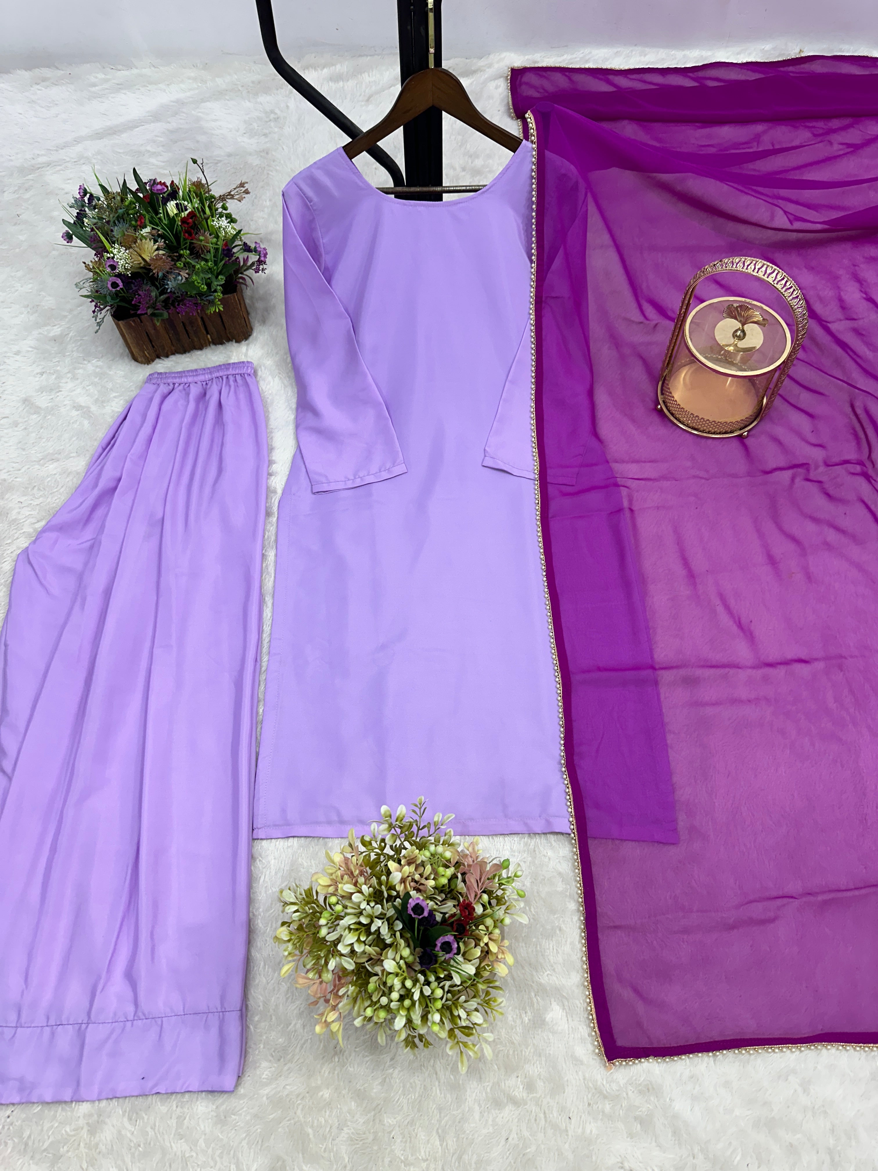 Beautiful Top-Bottom And Dupatta With Ready Made Lace Border