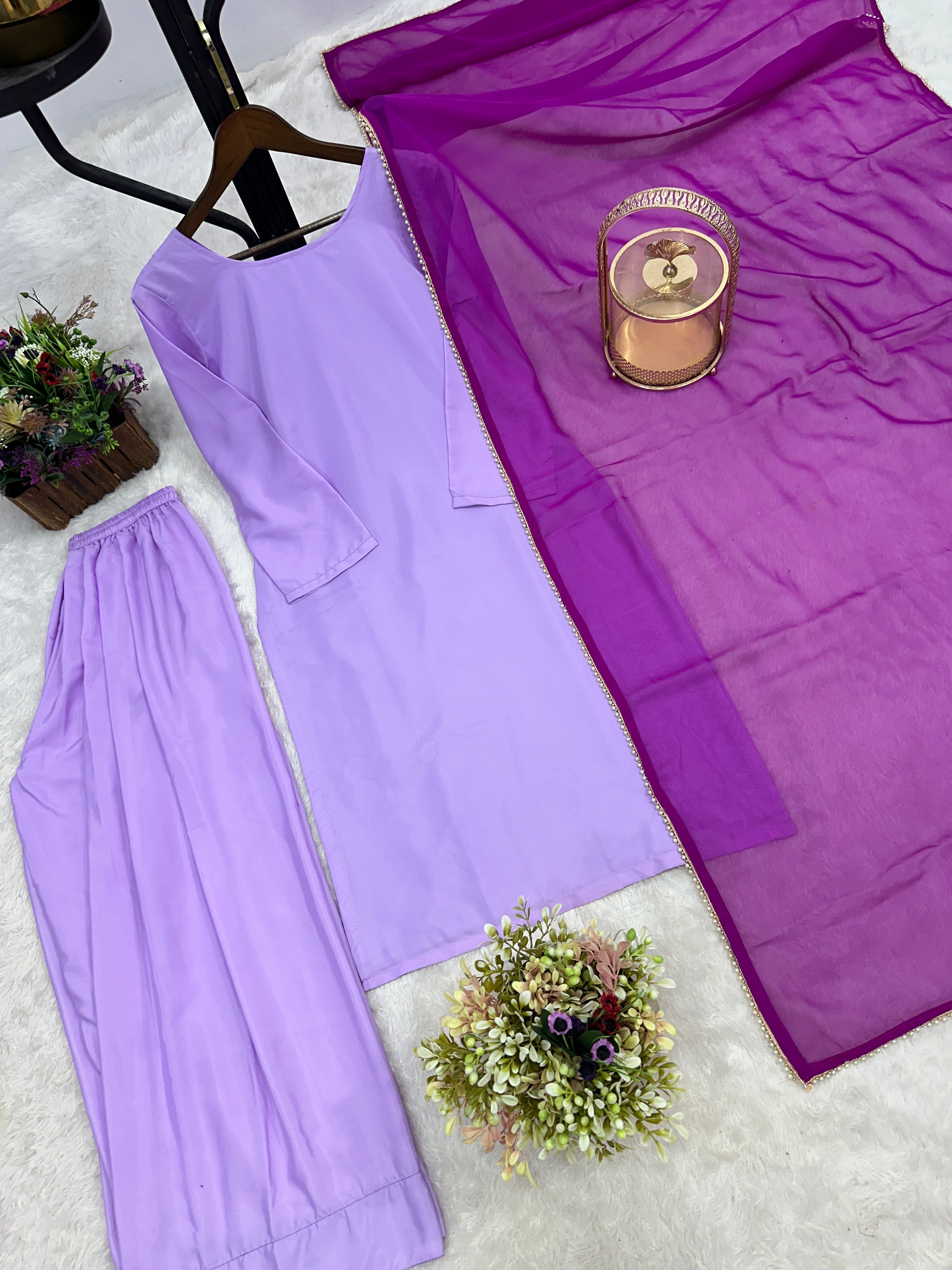 Beautiful Top-Bottom And Dupatta With Ready Made Lace Border