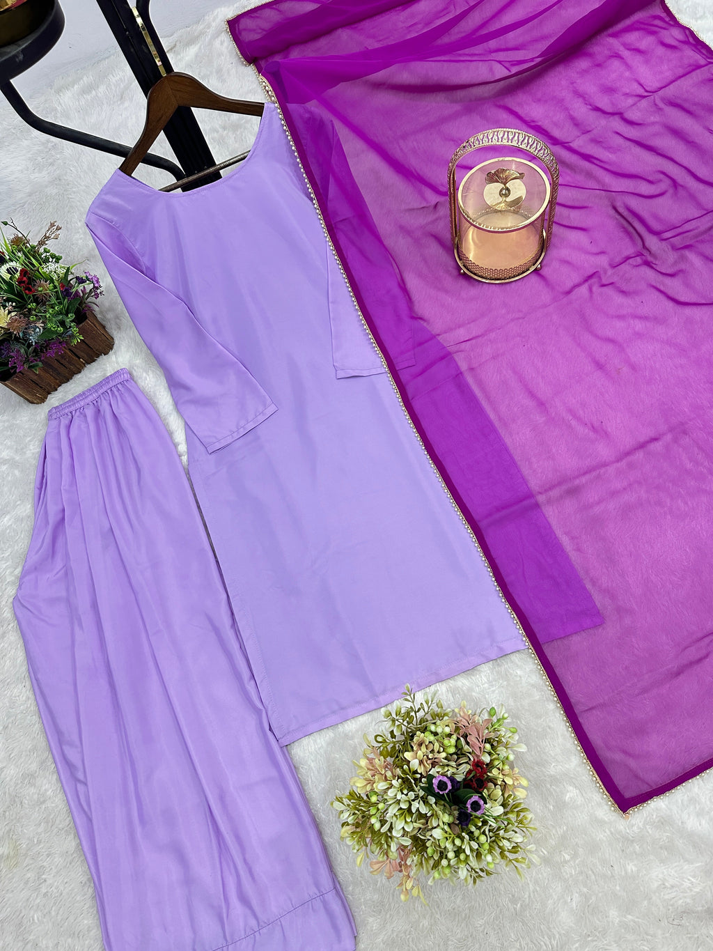 Beautiful Top-Bottom And Dupatta With Ready Made Lace Border