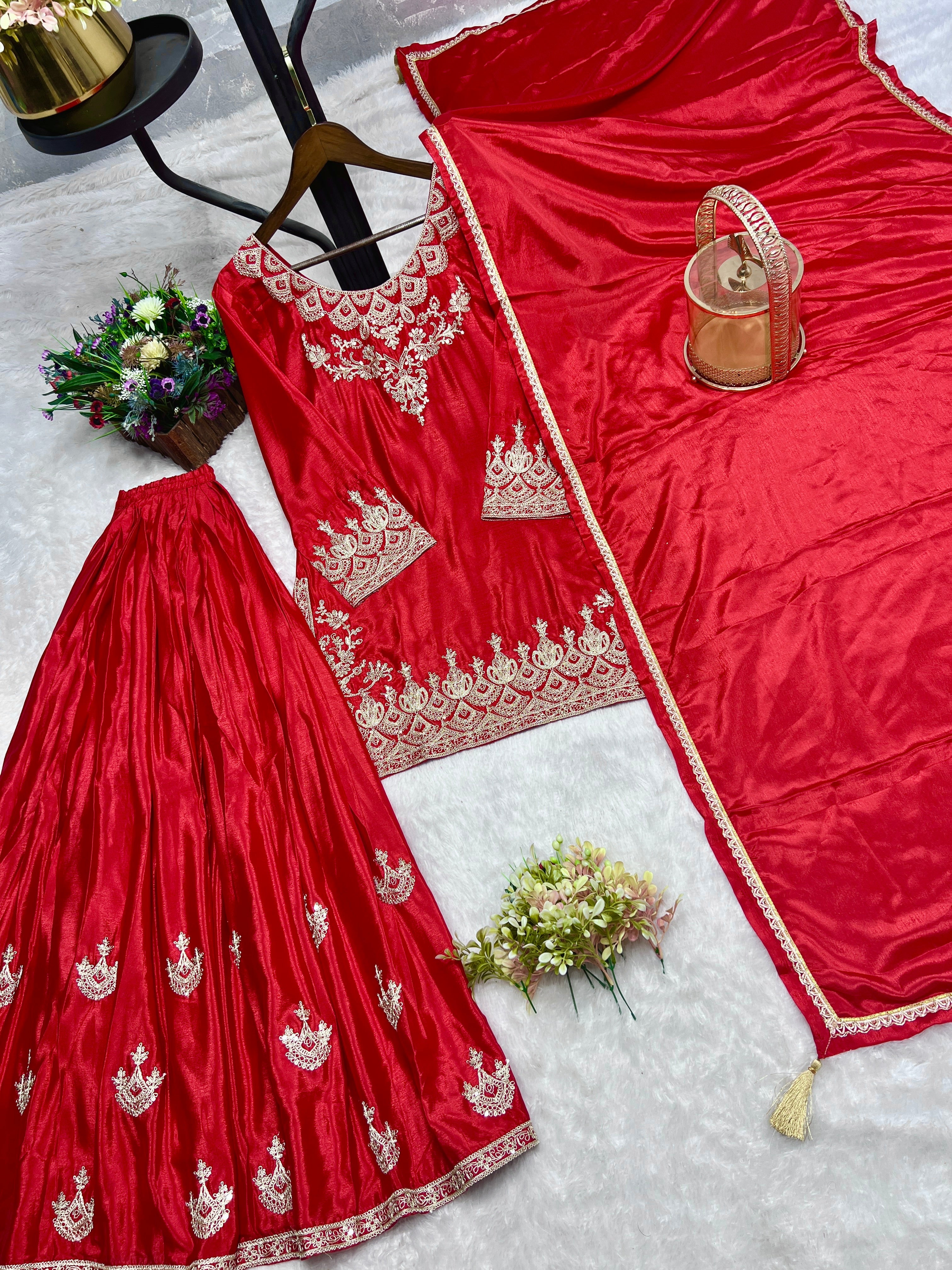 पार्टी वियर डिज़ाइनर टॉप बॉटम और दुपट्टा