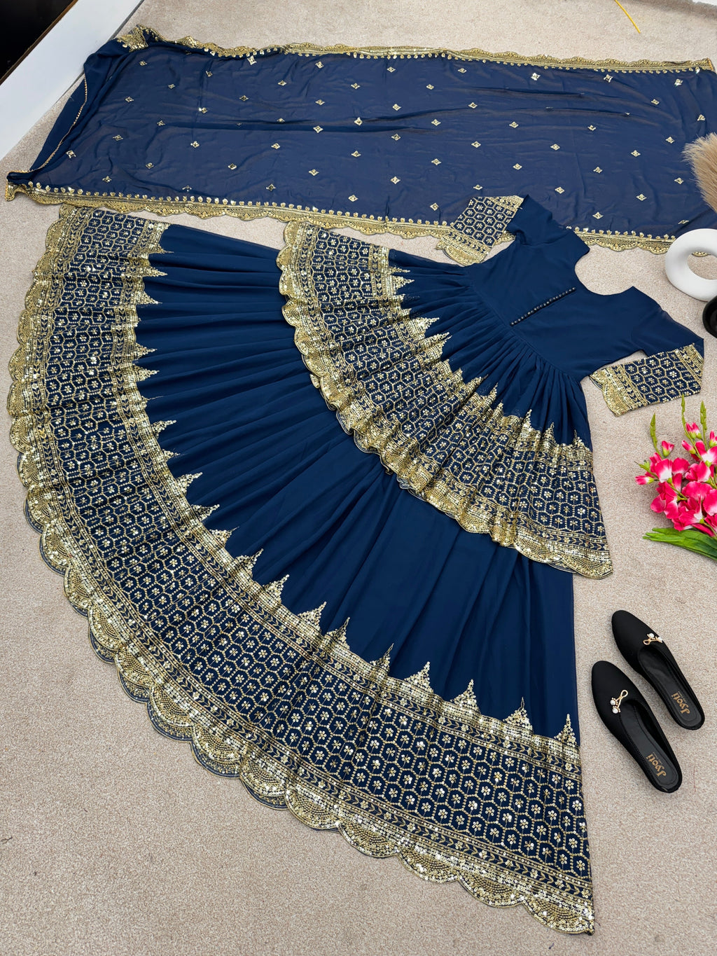Beautiful Party Wear Top Lehenga And Dupatta With Embroidery Sequence Work