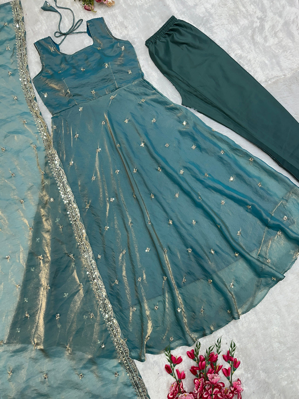 Beautiful Party Wear Anarkali Gown Bottom And Dupatta