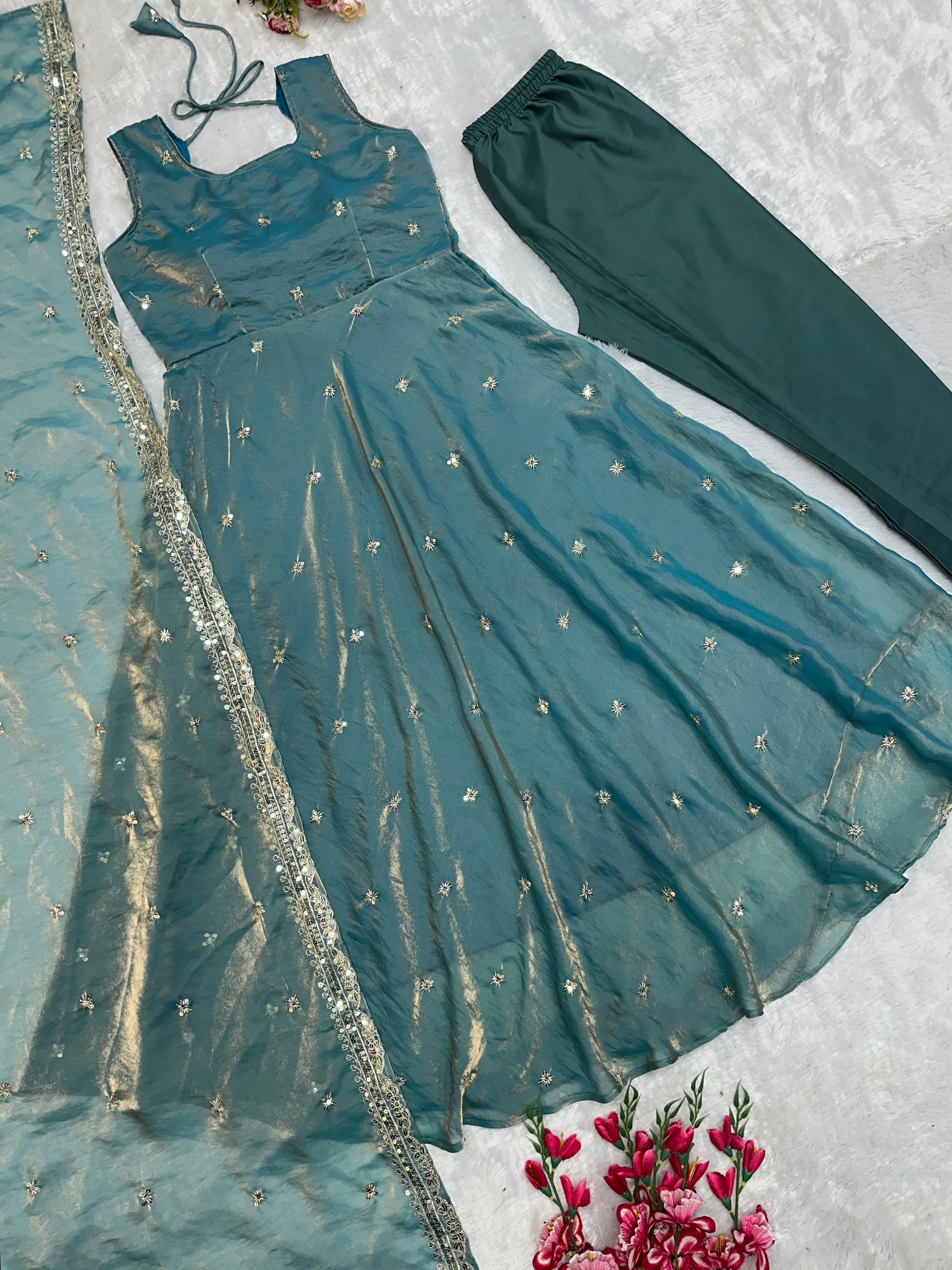 Beautiful Party Wear Anarkali Gown Bottom And Dupatta