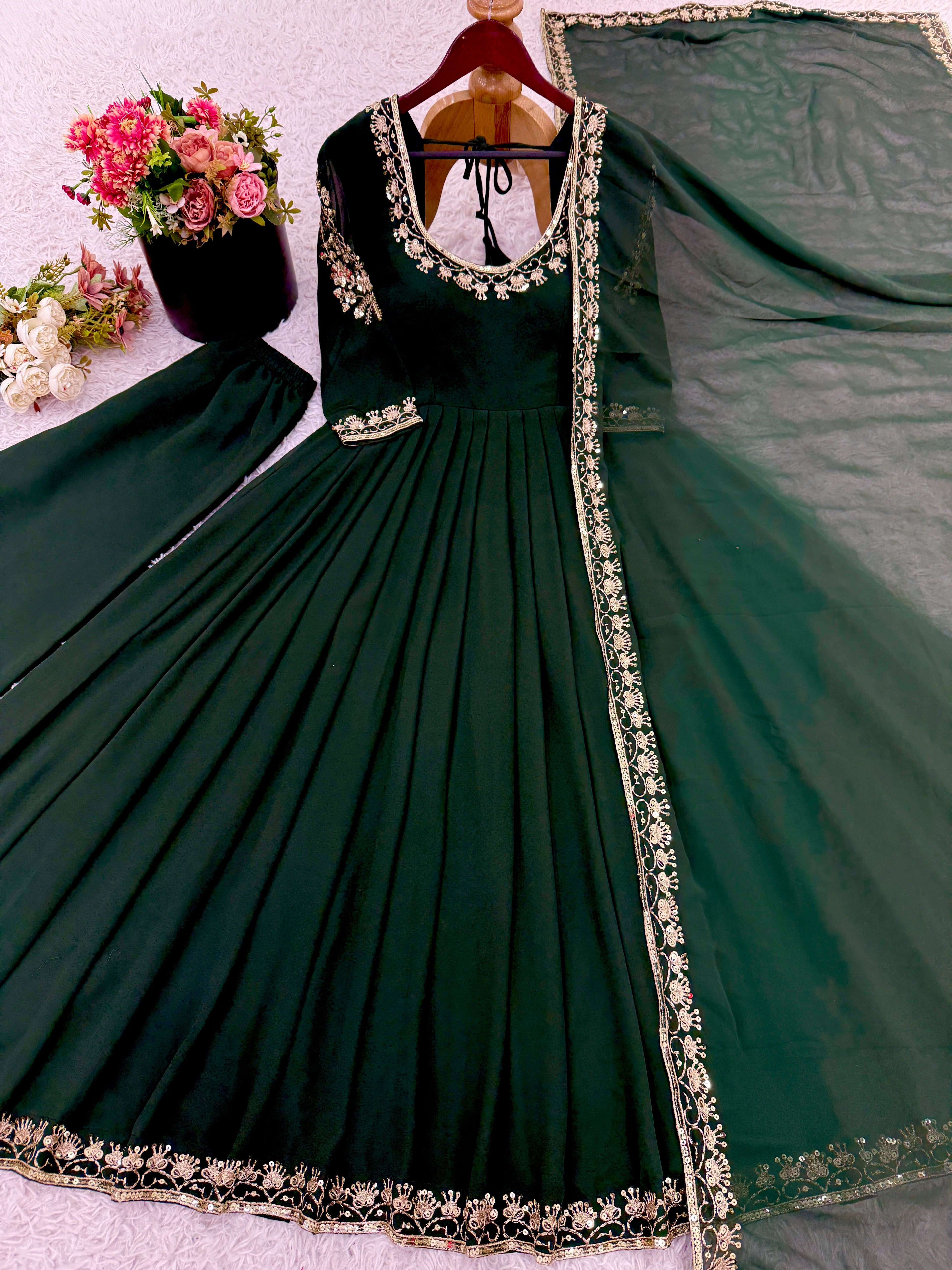 Designer Party Wear Look Top-Plazzo And Dupatta With Embroidery Work