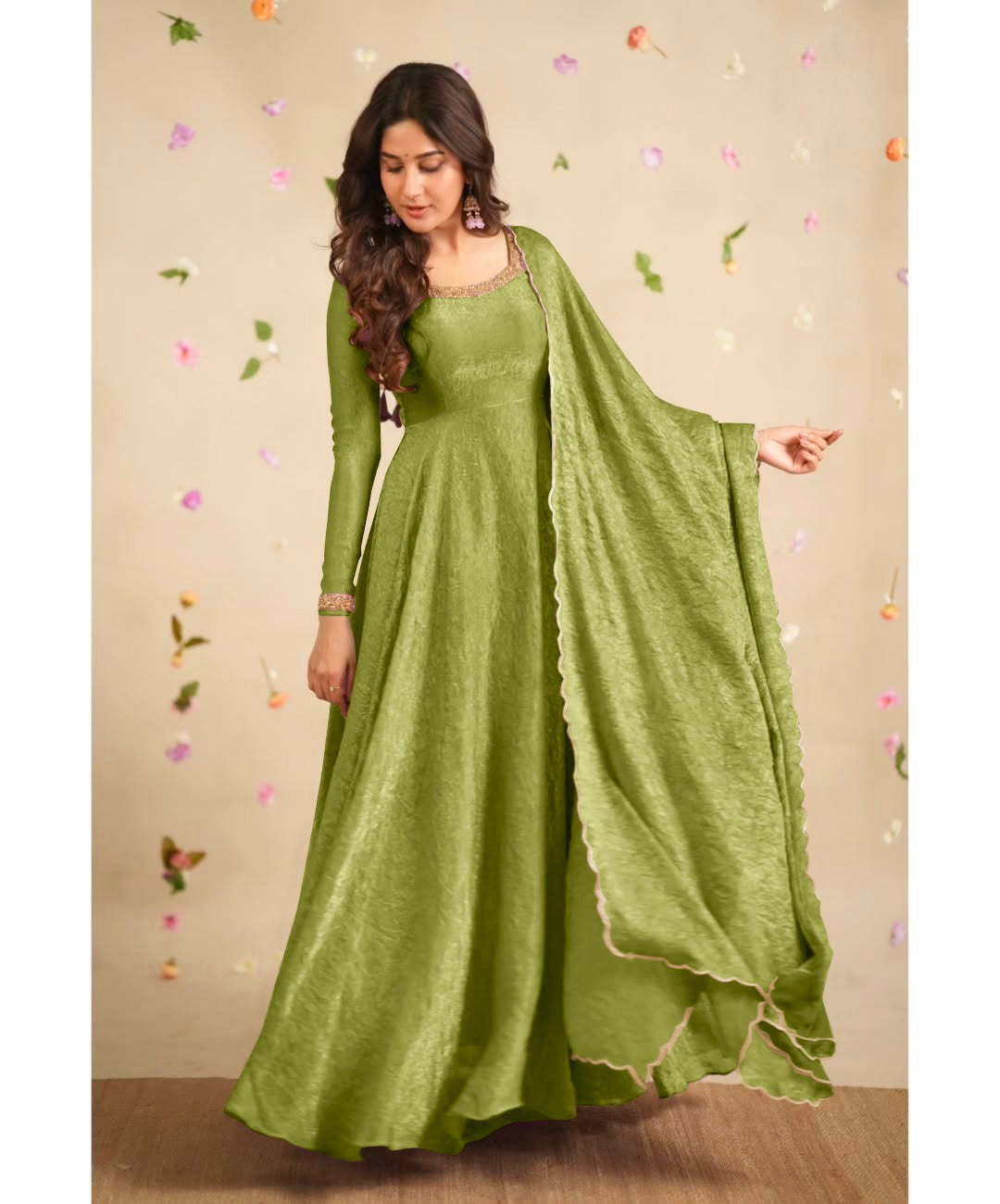 Party Wear Fancy Anarkali Gown - Pent With Dupatta