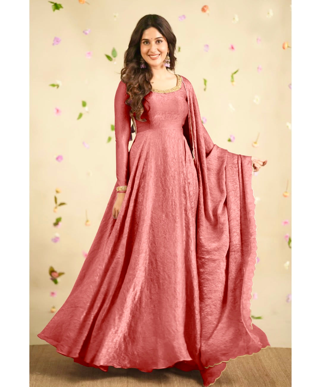 Party Wear Fancy Anarkali Gown - Pent With Dupatta