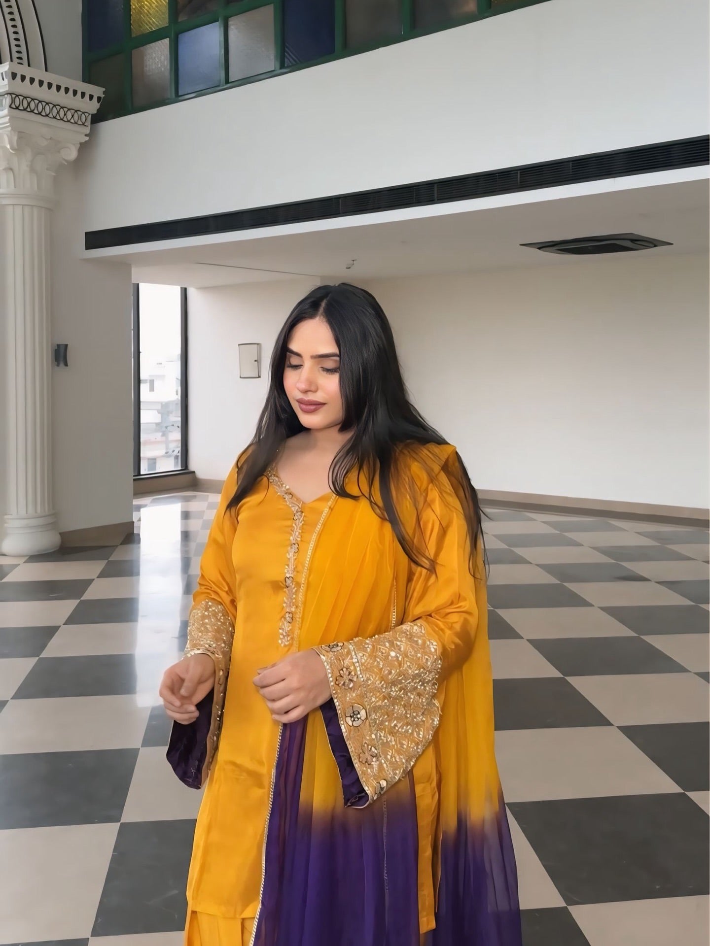 Beautiful Top-Bottom And Dupatta With Embroidery Sequence Work