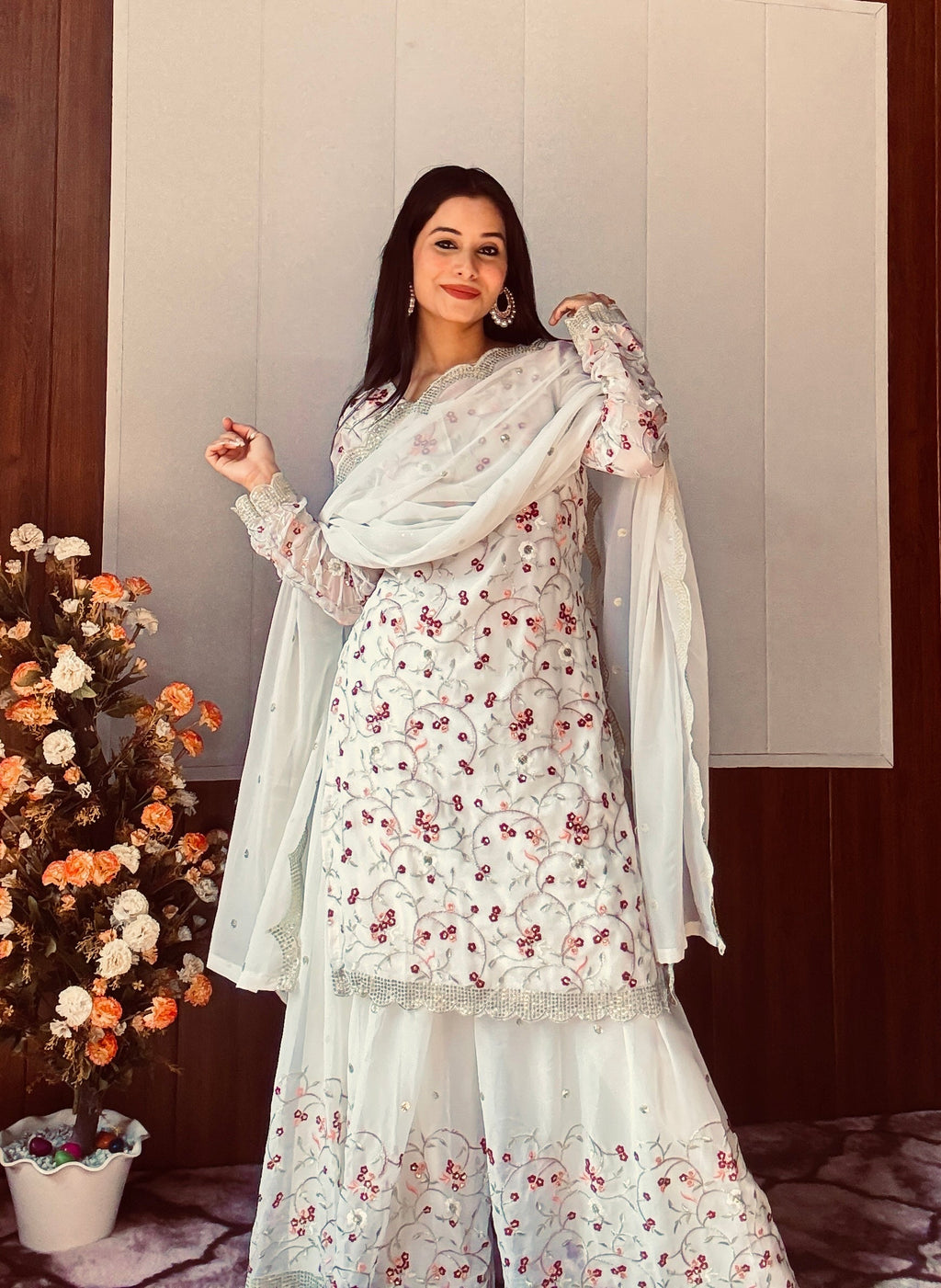 Designer Top-Bottom And Dupatta With Sequins ,Thread & Zari Work