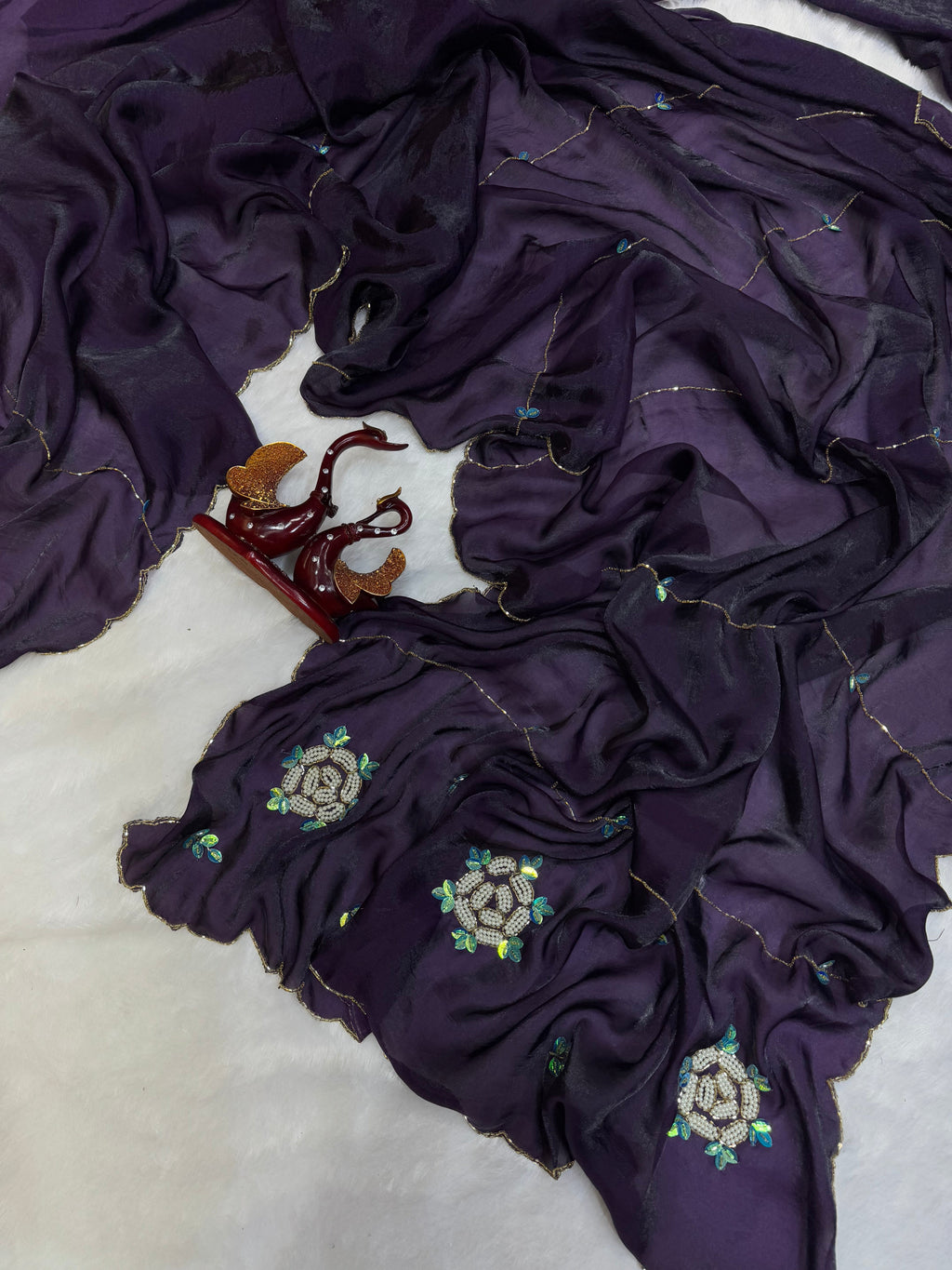 Party Wear Saree With Pearls And Katdana Handwork