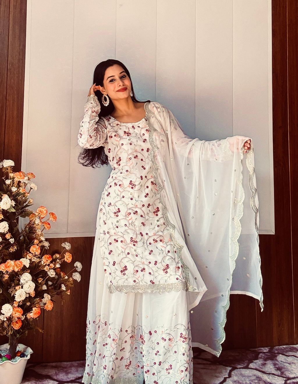 Designer Top-Bottom And Dupatta With Sequins ,Thread & Zari Work