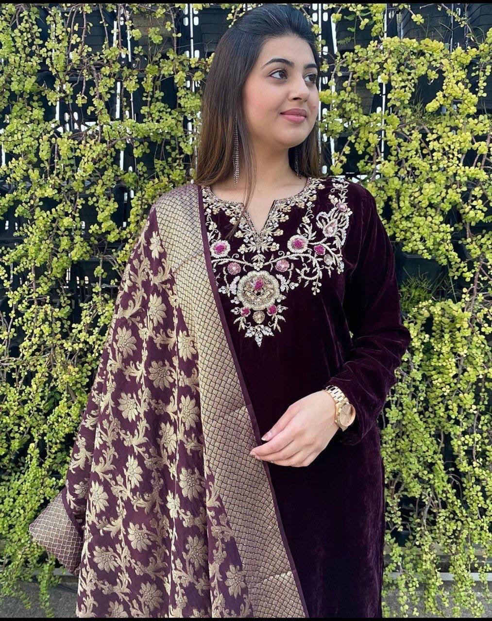 Beautiful Party Wear Top Bottom And Dupatta With Embroidery Work