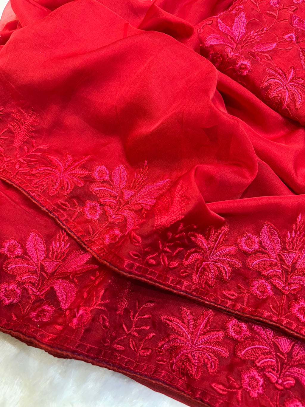Designer Saree With Multicolored Thread Embroidery Work