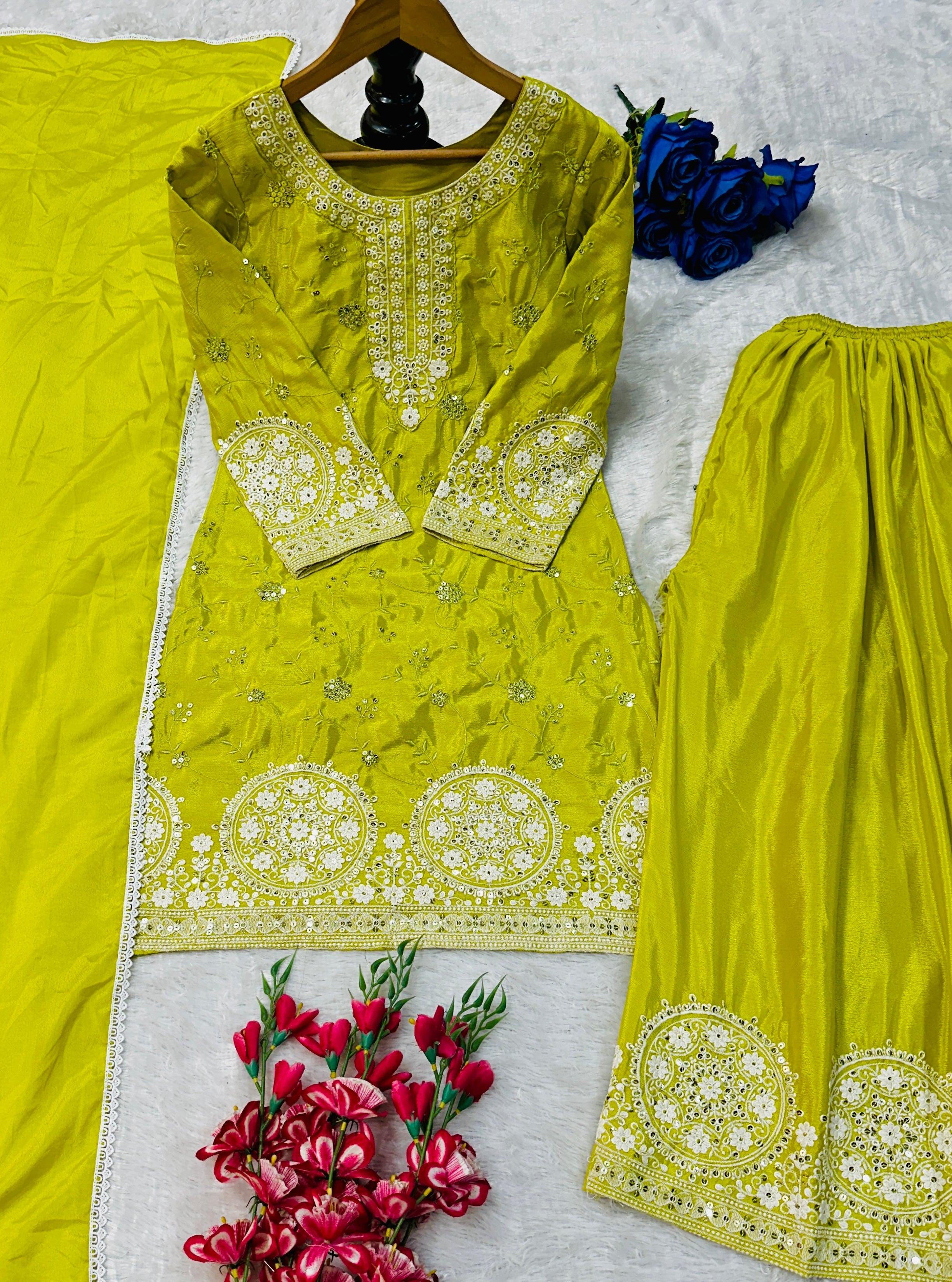 Party Wear Beautiful Top Plazzo With Dupatta