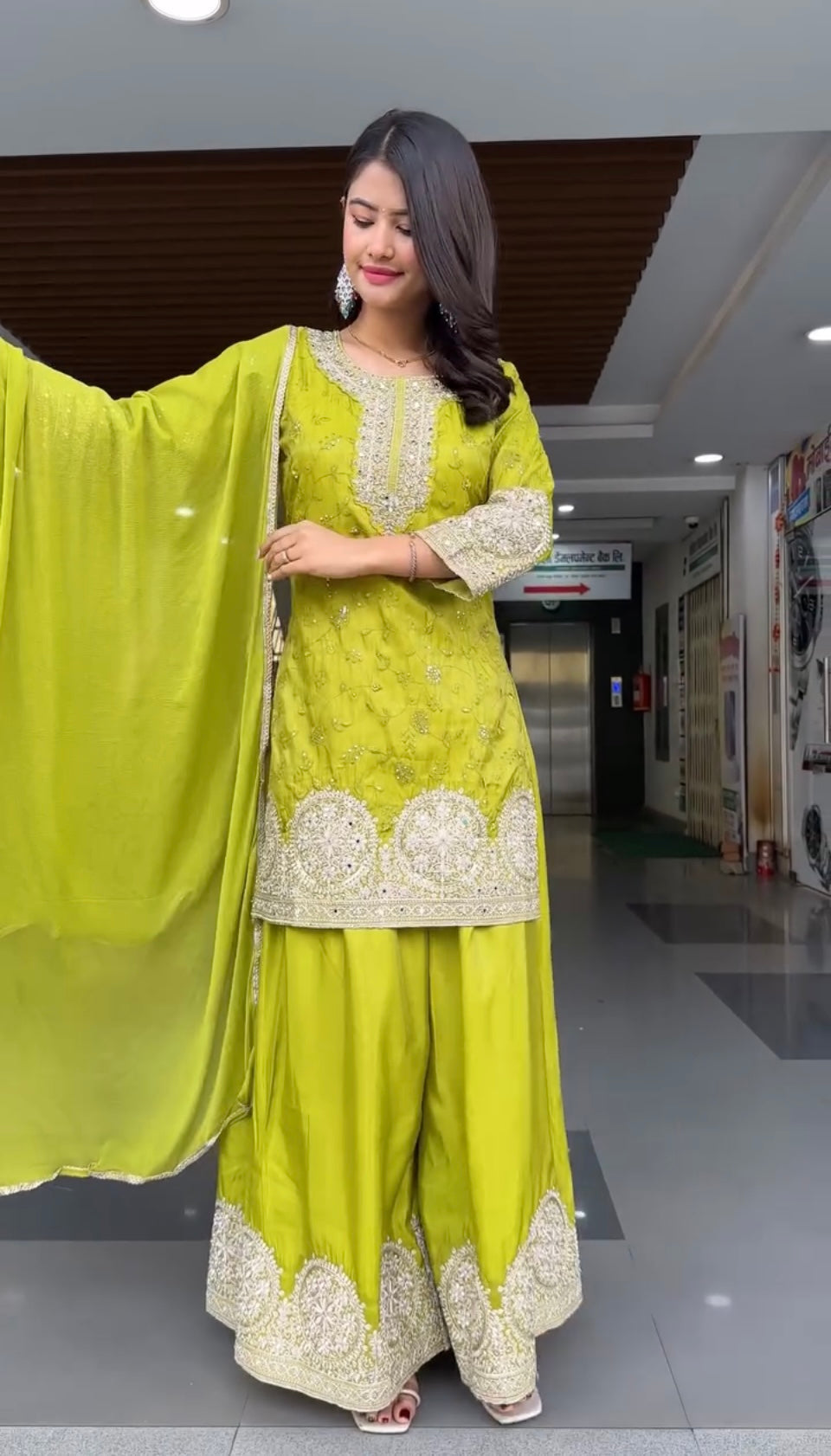 Party Wear Beautiful Top Plazzo With Dupatta