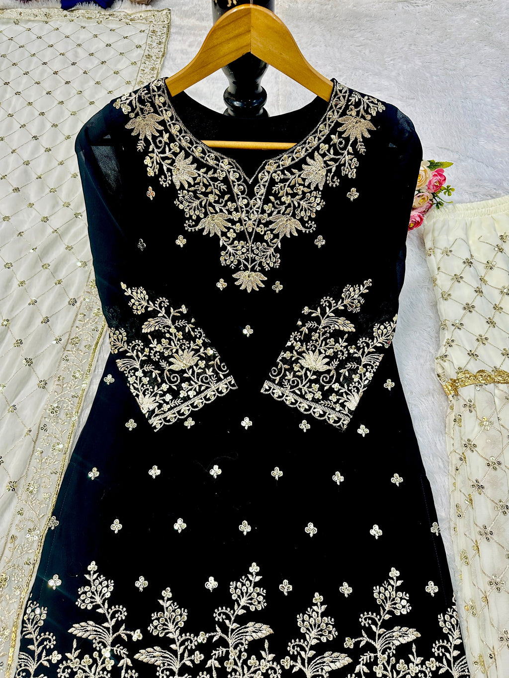 Designer Party Wear Suit Set With Heavy Embroidery Work