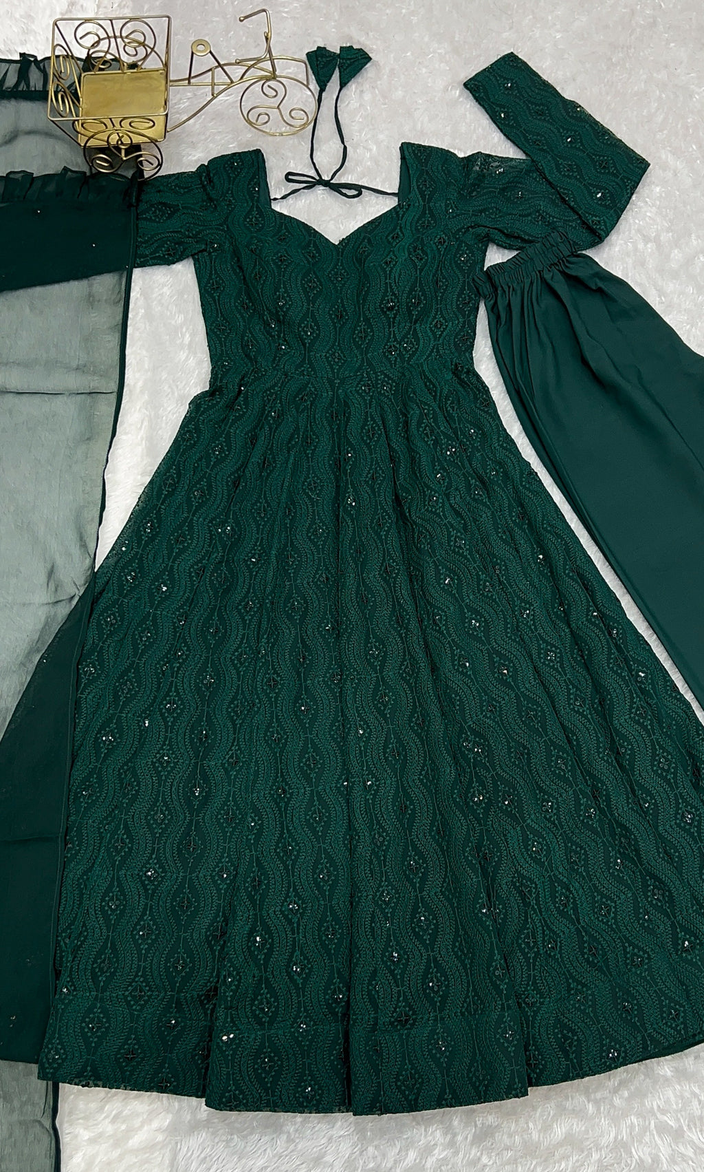 Party Wear Designer Anarkali Gown, Pent And Dupatta