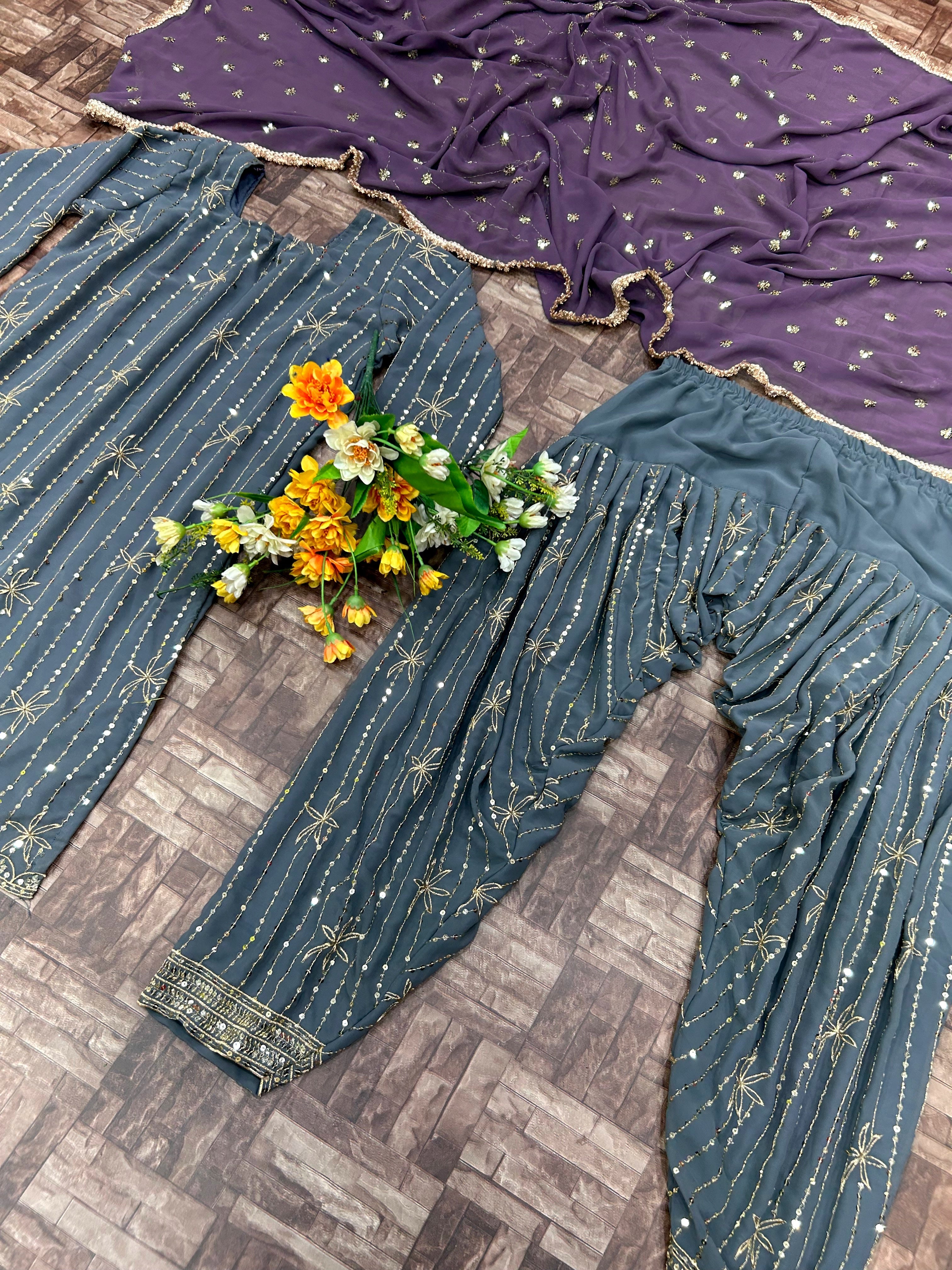 पार्टी वियर डिज़ाइनर टॉप-बॉटम और खूबसूरत दुपट्टा