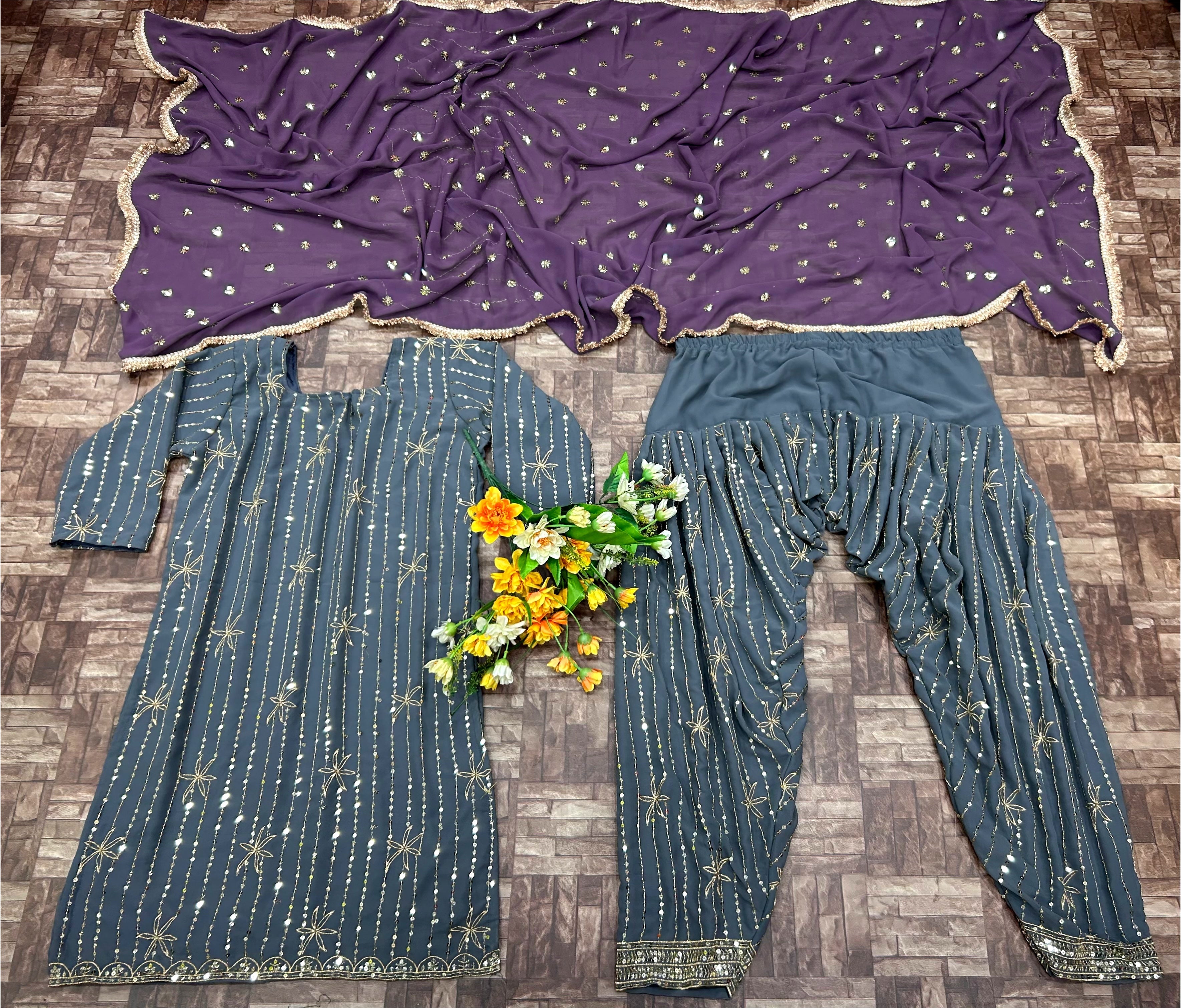 पार्टी वियर डिज़ाइनर टॉप-बॉटम और खूबसूरत दुपट्टा