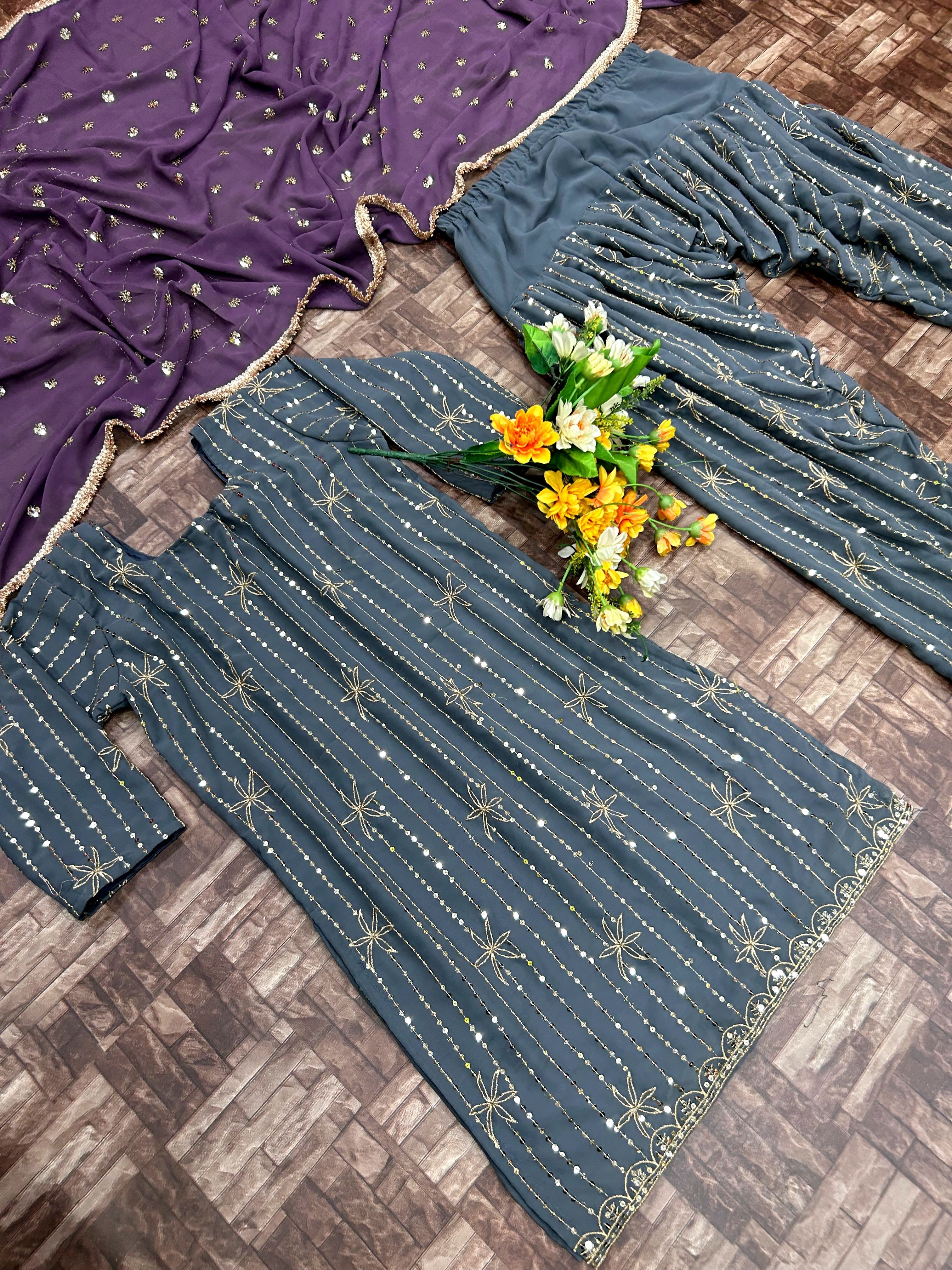 पार्टी वियर डिज़ाइनर टॉप-बॉटम और खूबसूरत दुपट्टा