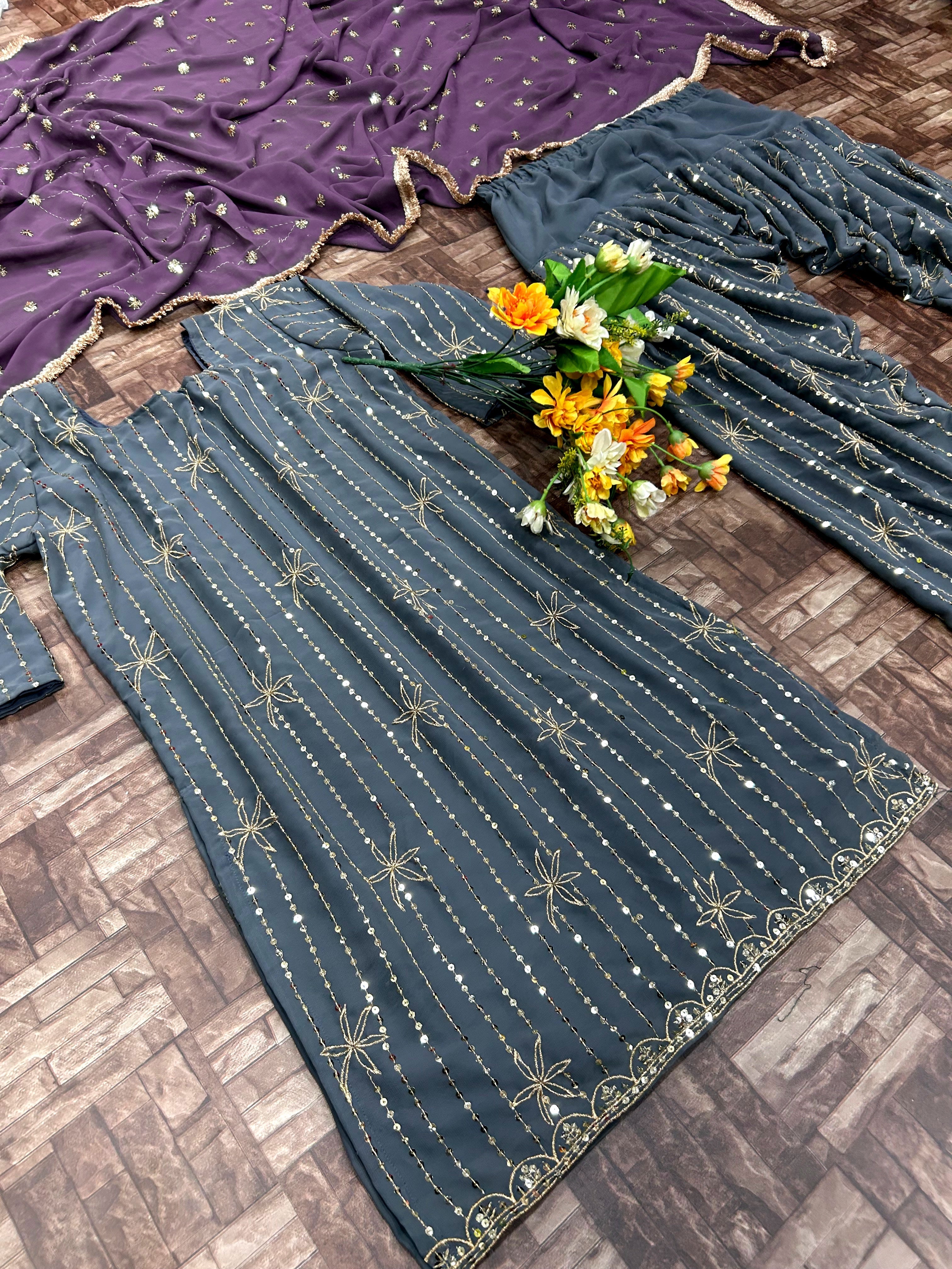 पार्टी वियर डिज़ाइनर टॉप-बॉटम और खूबसूरत दुपट्टा