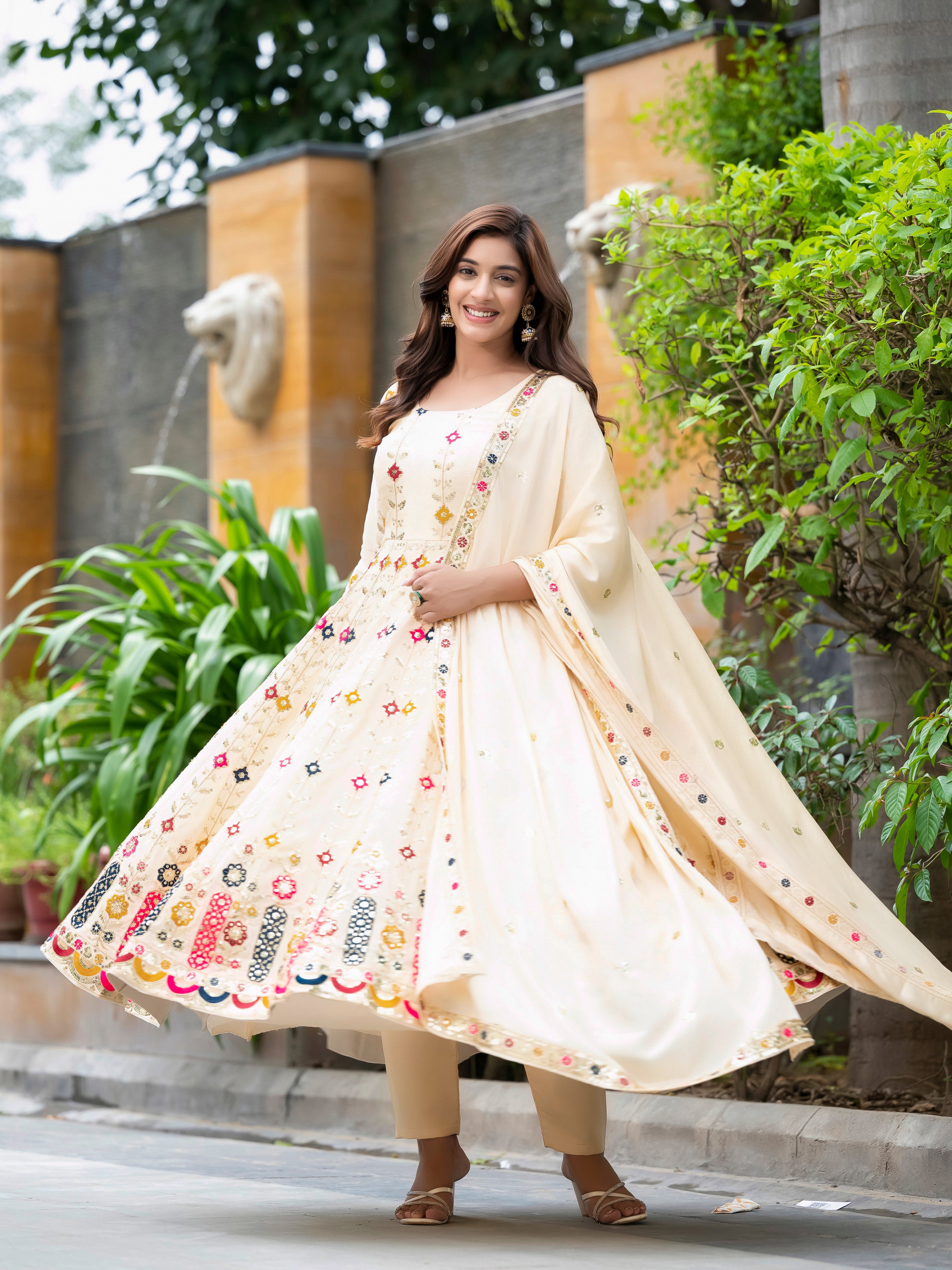 Party Wear Anarkali Gown With Sequence Embroidery Work