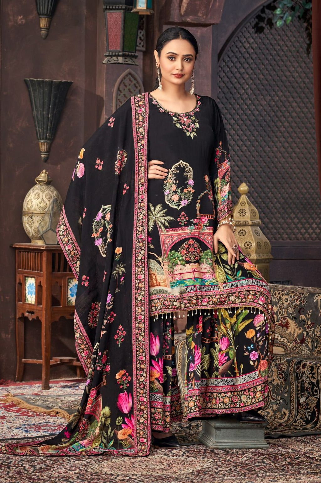 Beautiful Top-Bottom And Dupatta With Digital Print