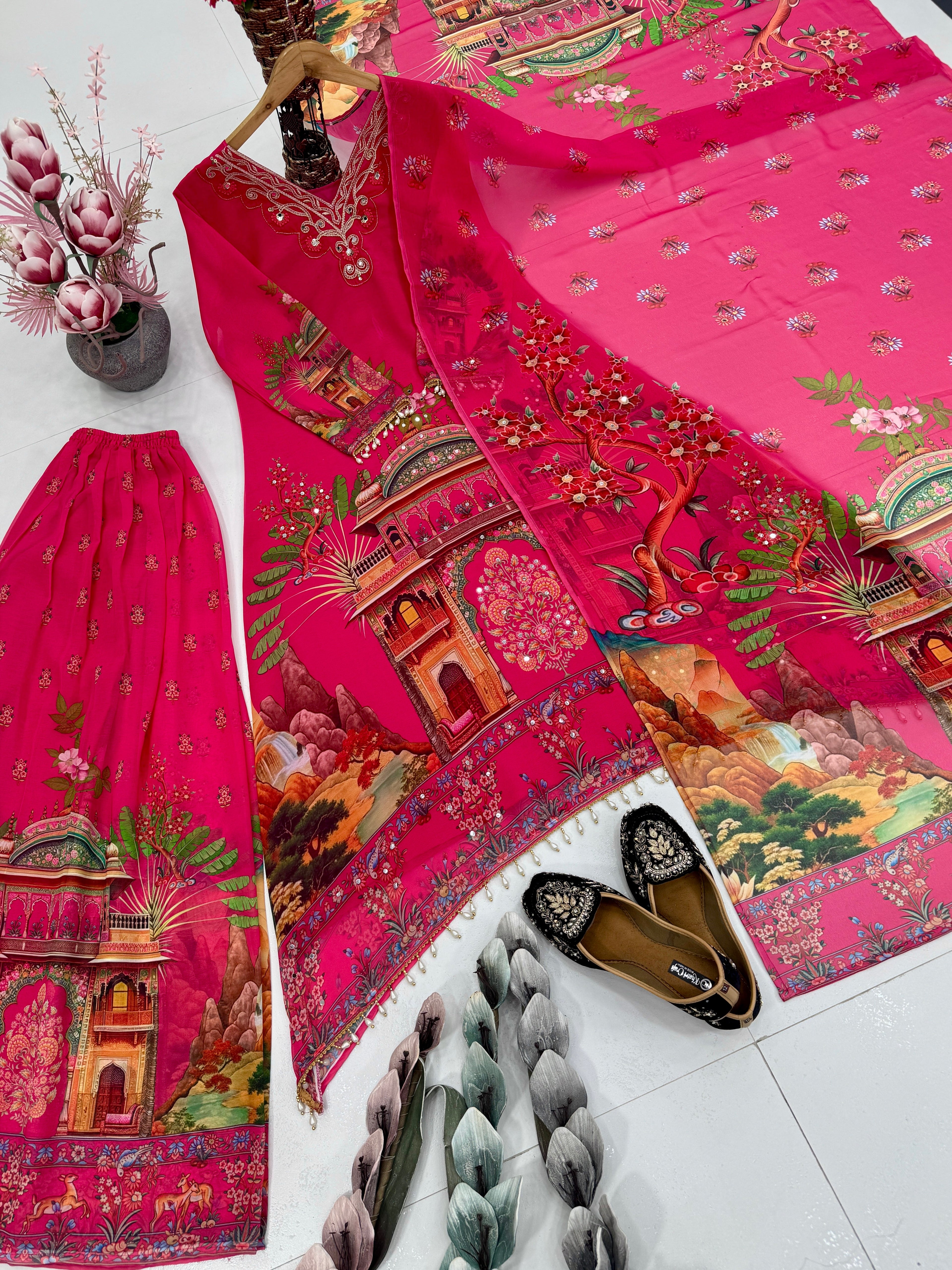 Beautiful Top-Bottom And Dupatta With Digital Print