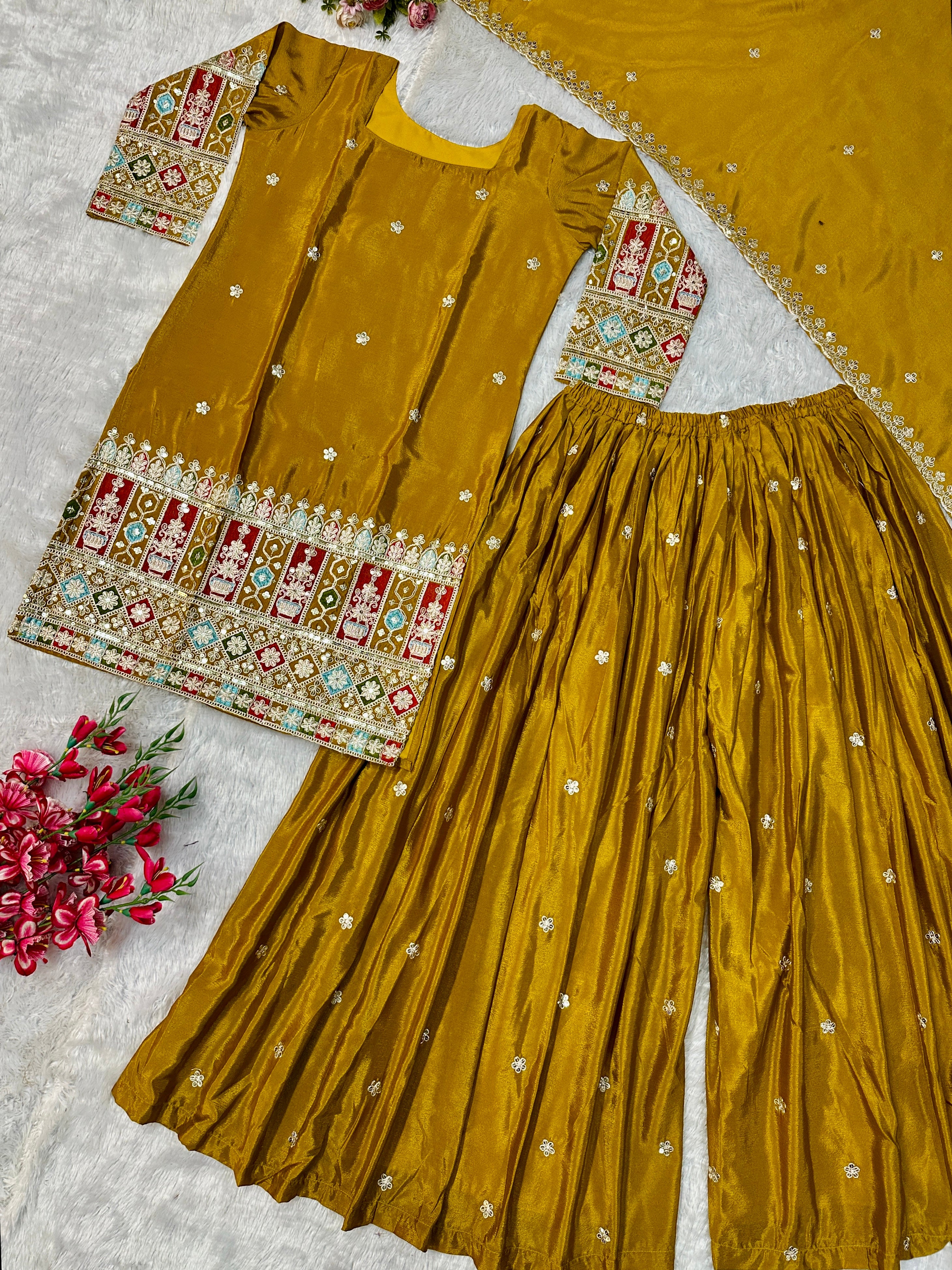 Beautiful Party Wear Top Plazzo And Dupatta