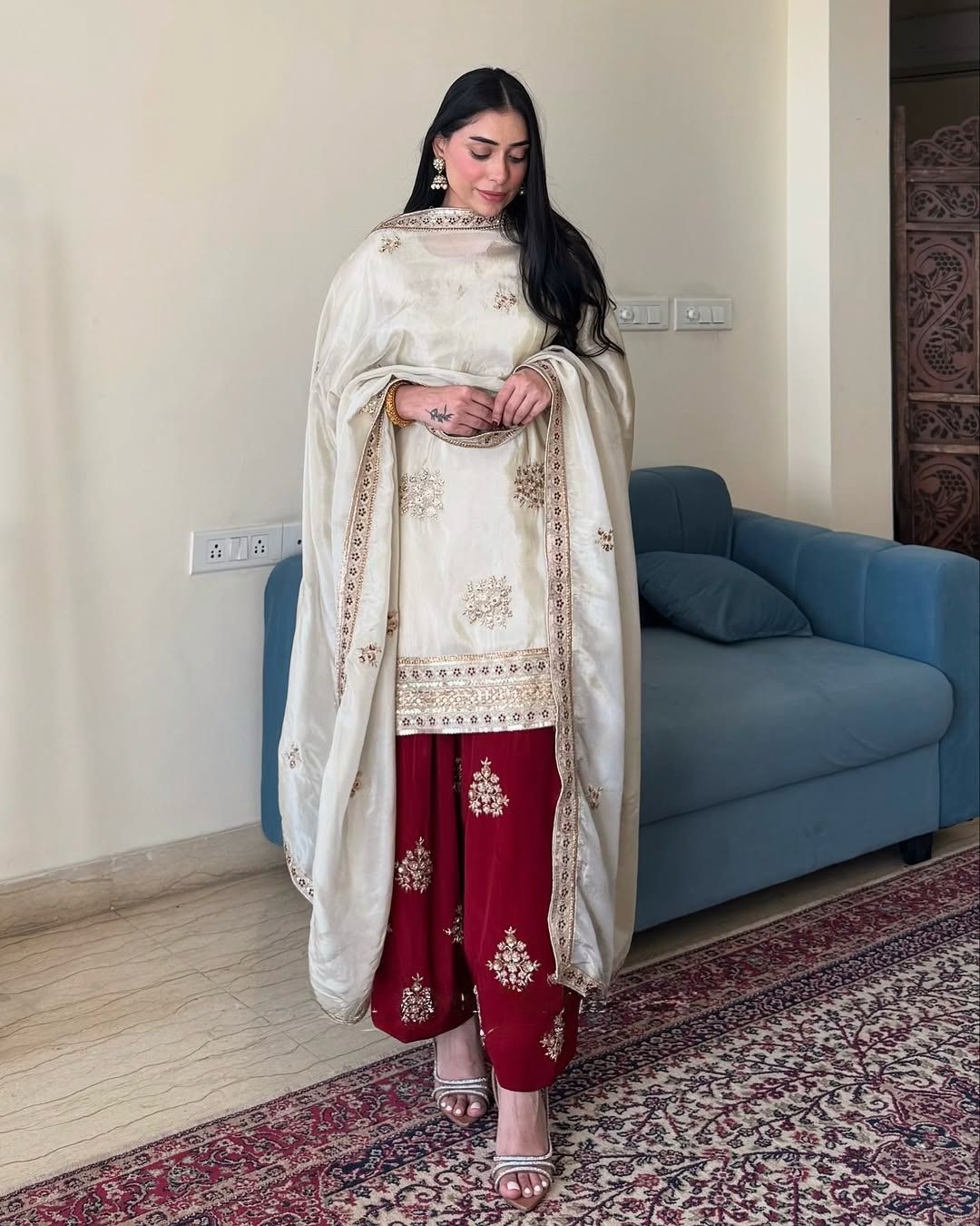 Beautiful Party Wear Top Plazzo And Dupatta