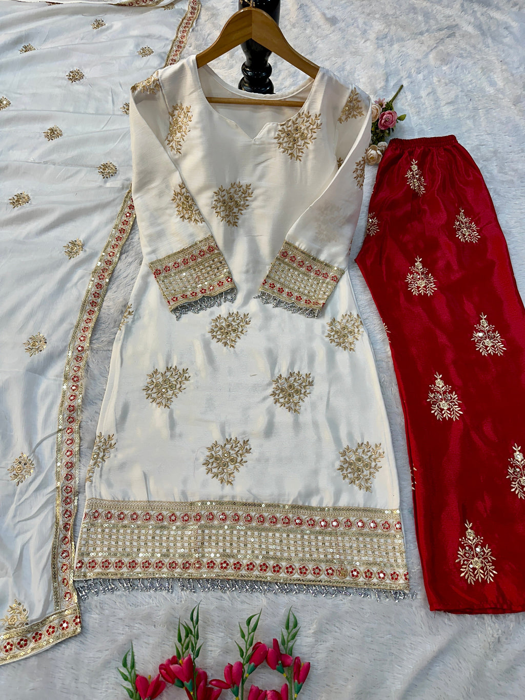 Beautiful Party Wear Top Plazzo And Dupatta