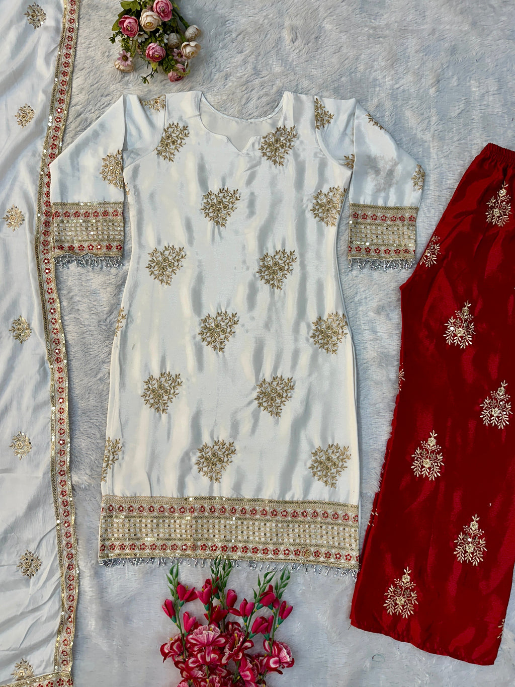 Beautiful Party Wear Top Plazzo And Dupatta