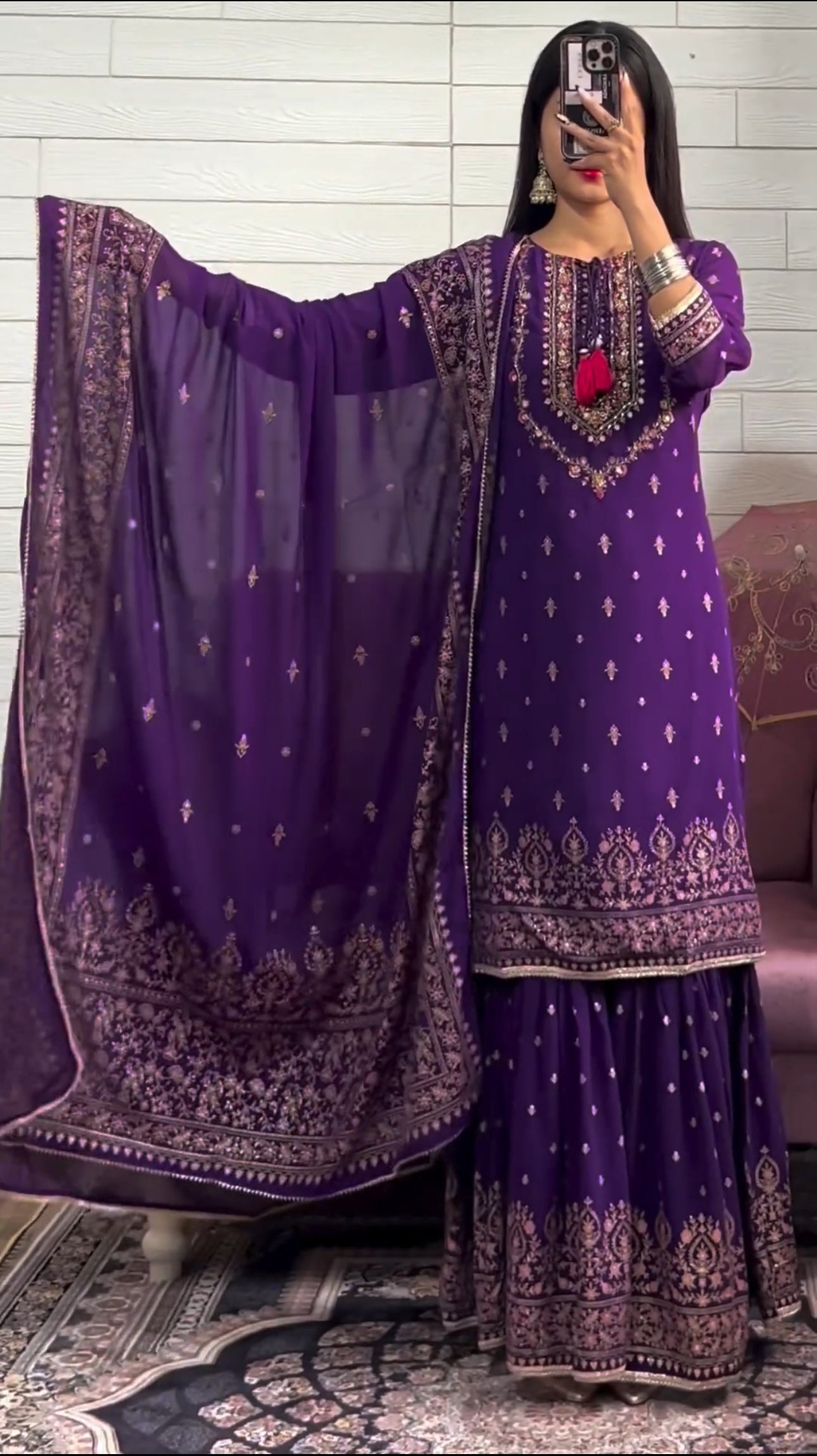 Designer Party Wear Look Fancy Top-Dupatta And Sharara