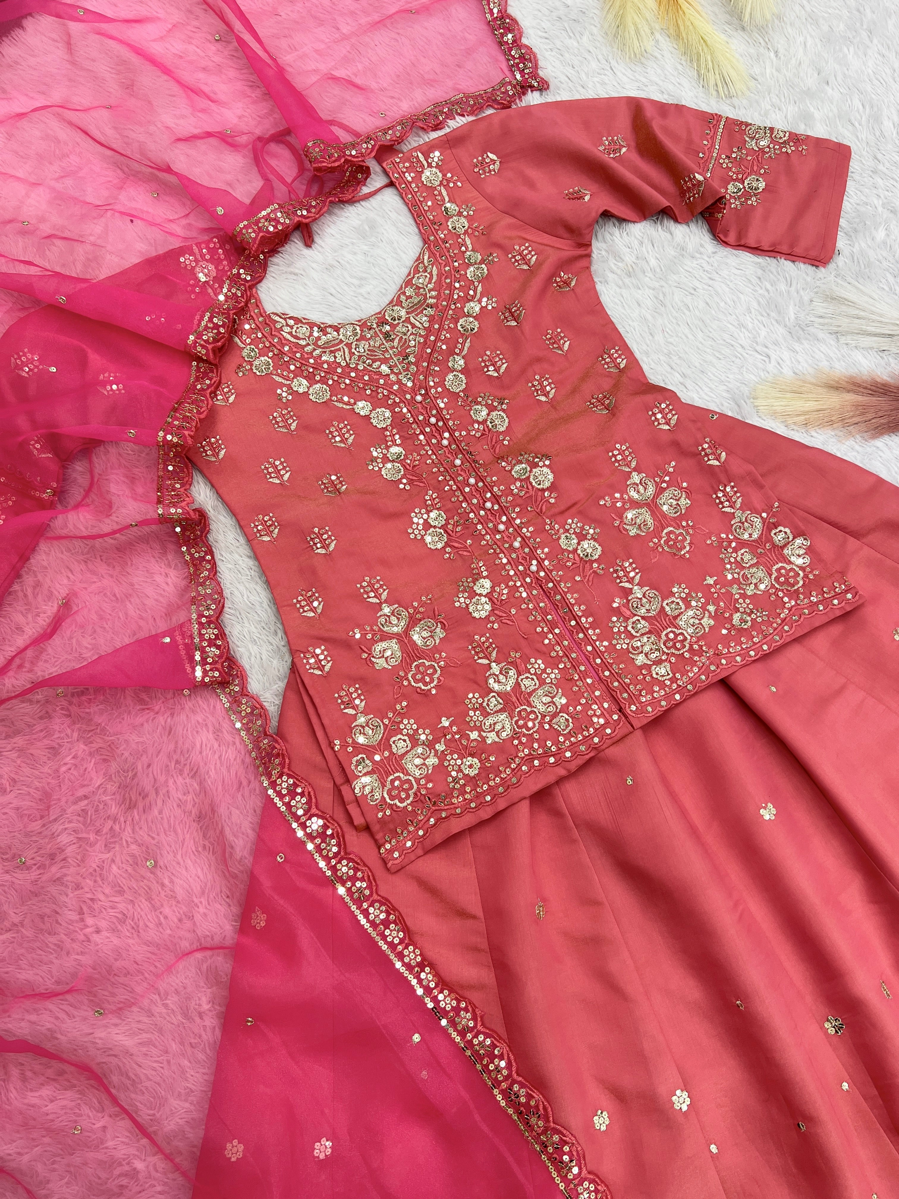 Beautiful Top - Lehenga & Dupatta With Embroidery And Sequins Work