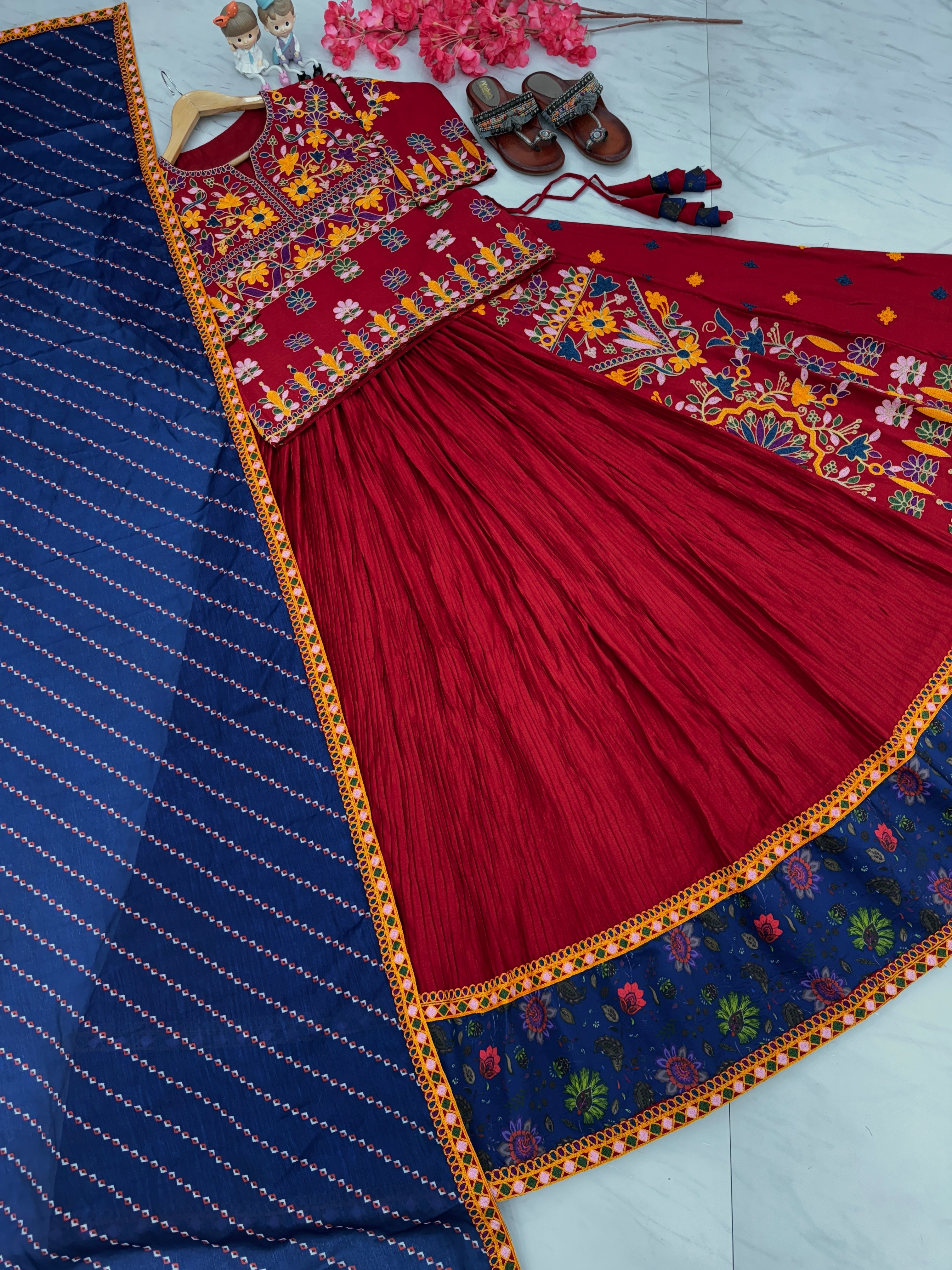 Designer Lehenga Choli With Embroidered Gamthi Work
