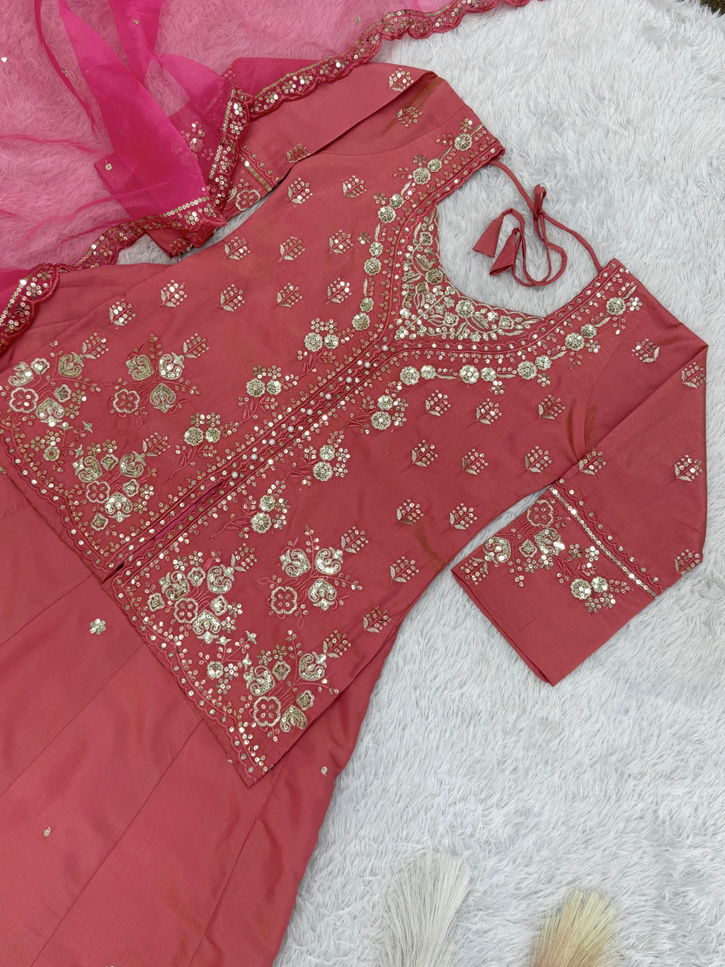 Beautiful Top - Lehenga & Dupatta With Embroidery And Sequins Work