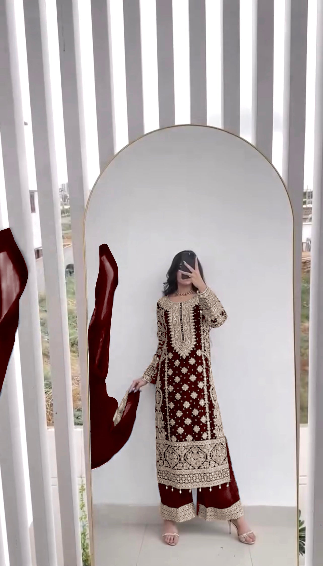 Beautiful Top-Bottom And Dupatta With Embroidery Sequence Work