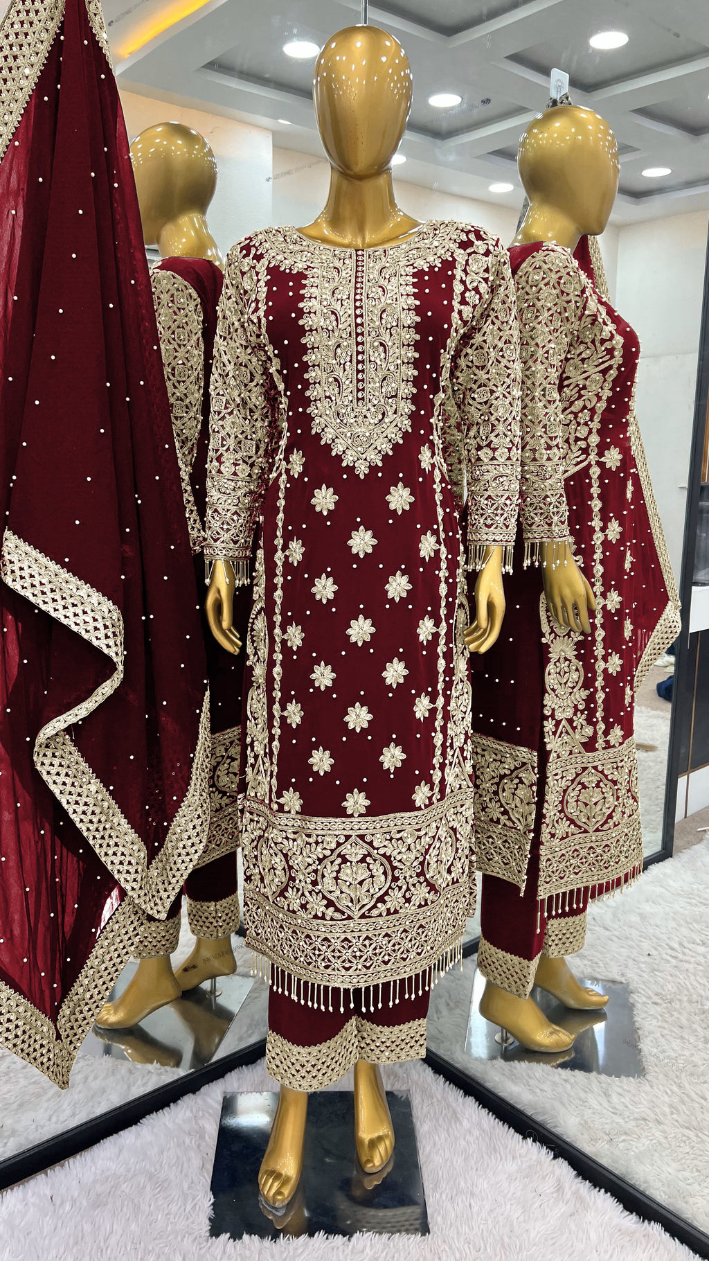 Beautiful Top-Bottom And Dupatta With Embroidery Sequence Work