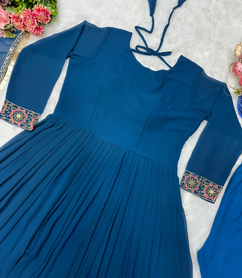 Designer Party Wear Look Anarkali Gown, Pent And Dupatta