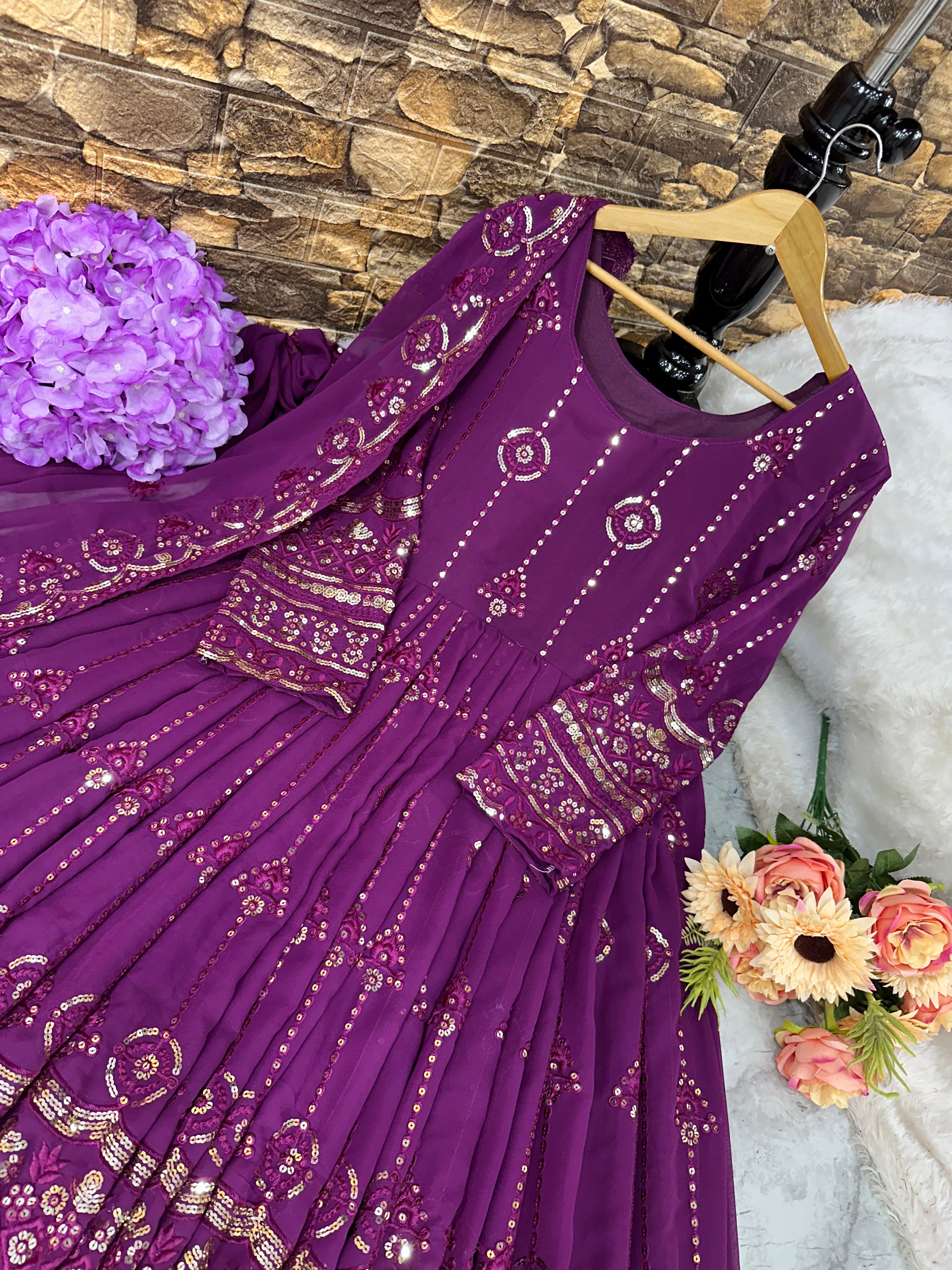 Party Wear Beautiful Gown And Lehenga With Dupatta