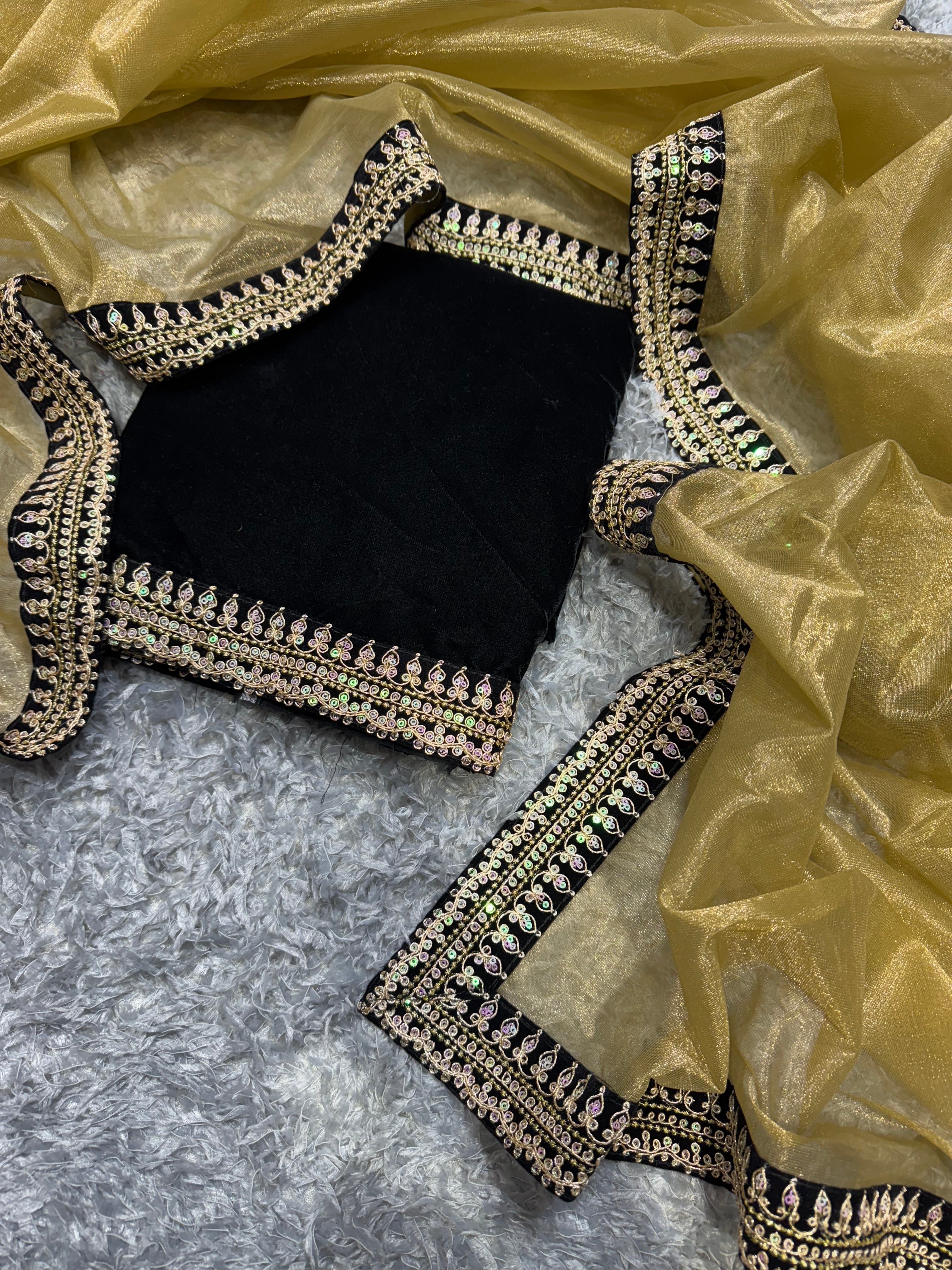 Designer Saree With Beautiful Sequence And Dori Embroidery Work Velvet Lace Border