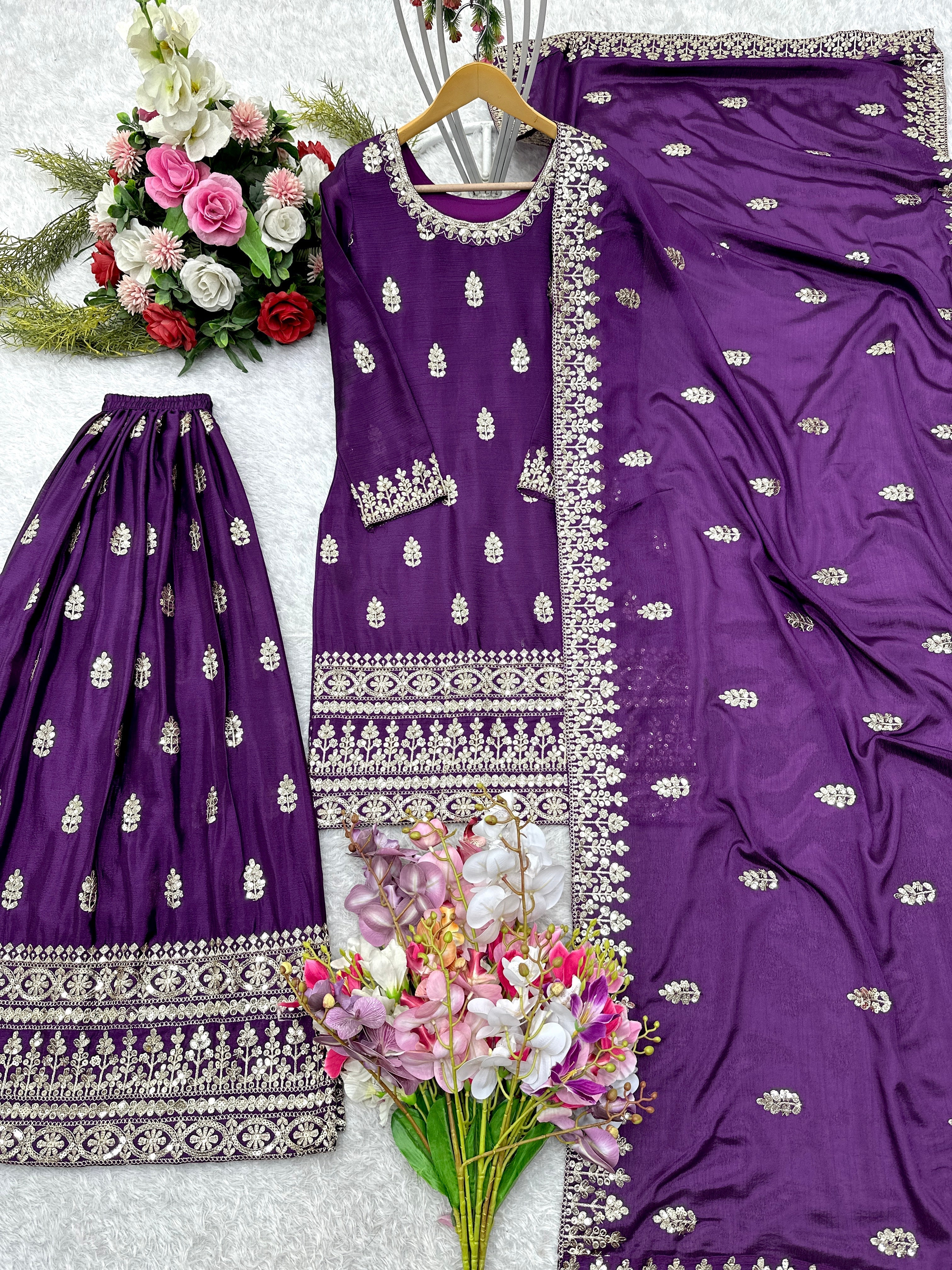 पार्टी वियर डिज़ाइनर टॉप-सररा और खूबसूरत दुपट्टा