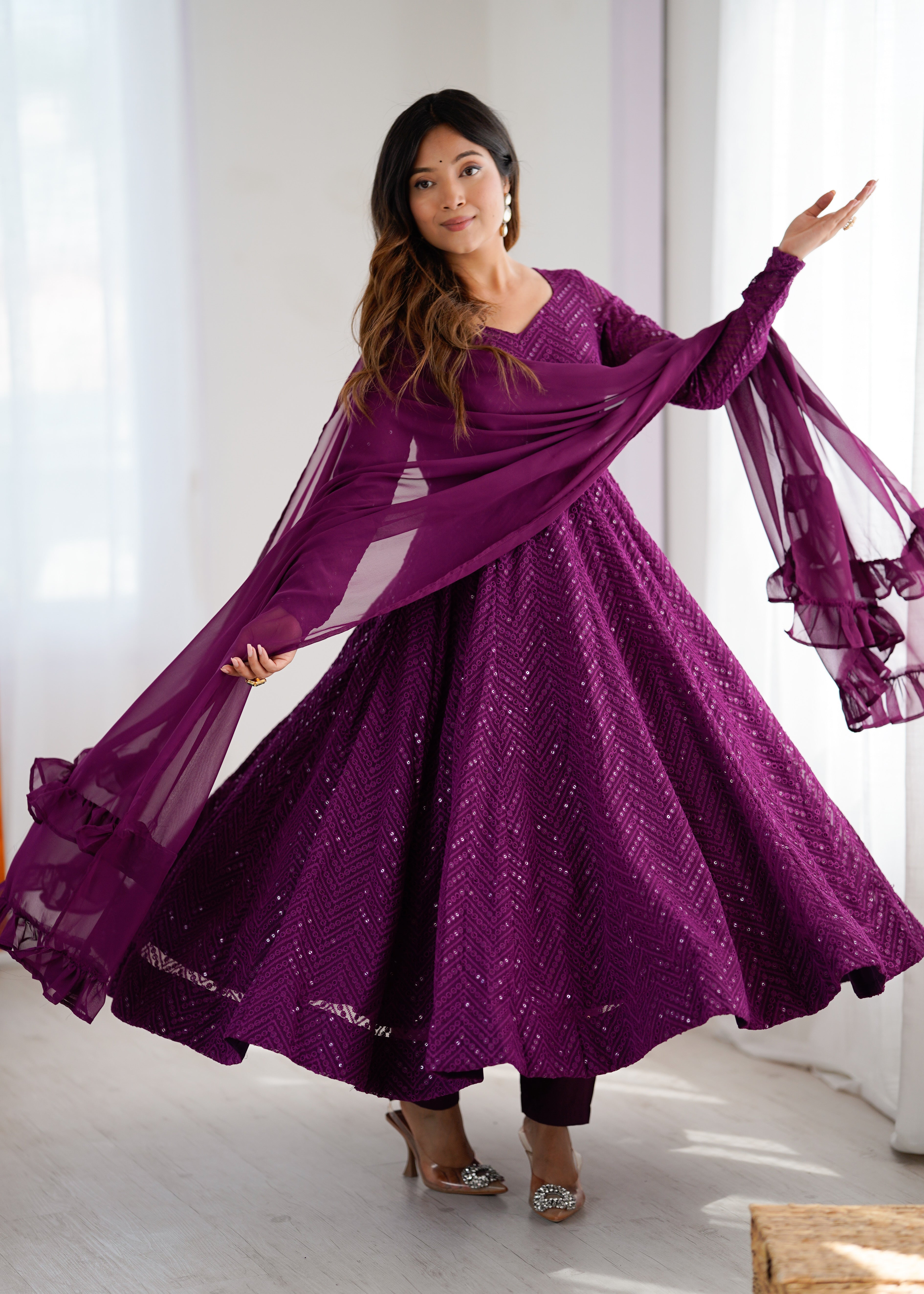 Party Wear Designer Anarkali Suit-Bottom And Dupatta