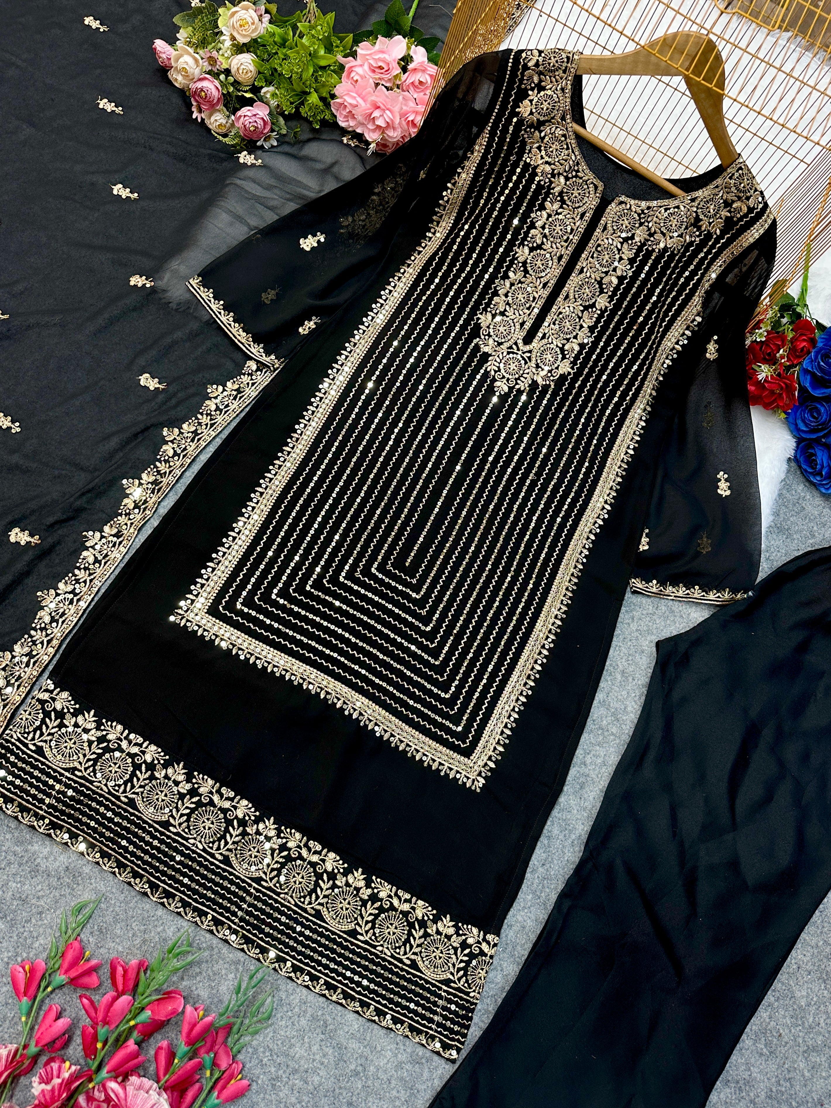Beautiful Party Wear Top Bottom And Dupatta