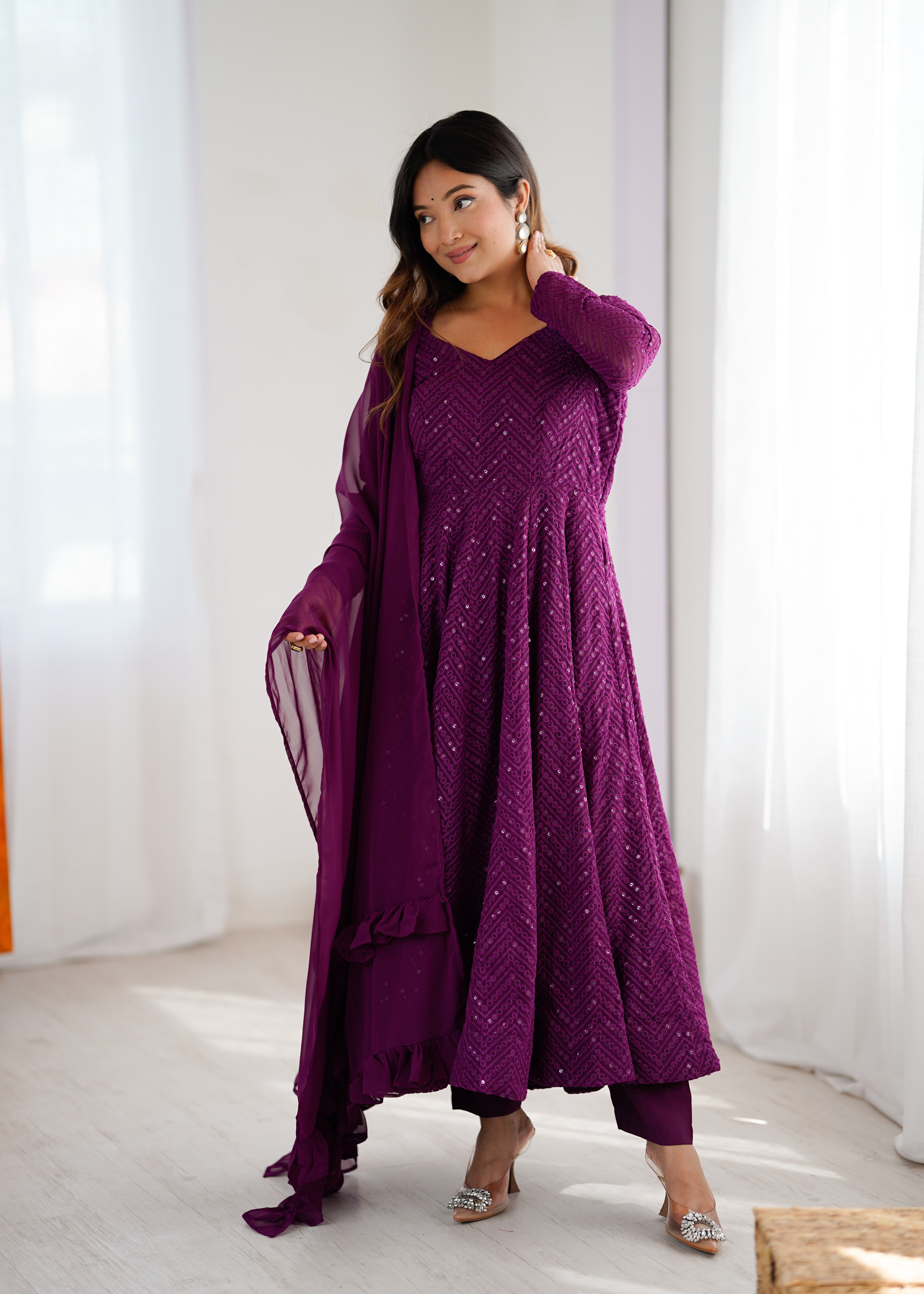 Party Wear Designer Anarkali Suit-Bottom And Dupatta