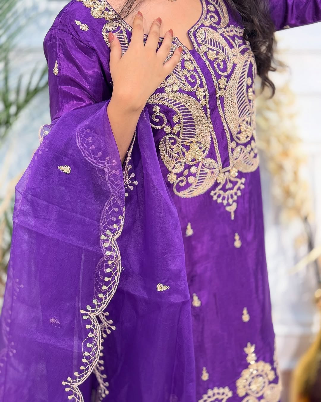 Beautiful Party Wear Top Sharara And Dupatta